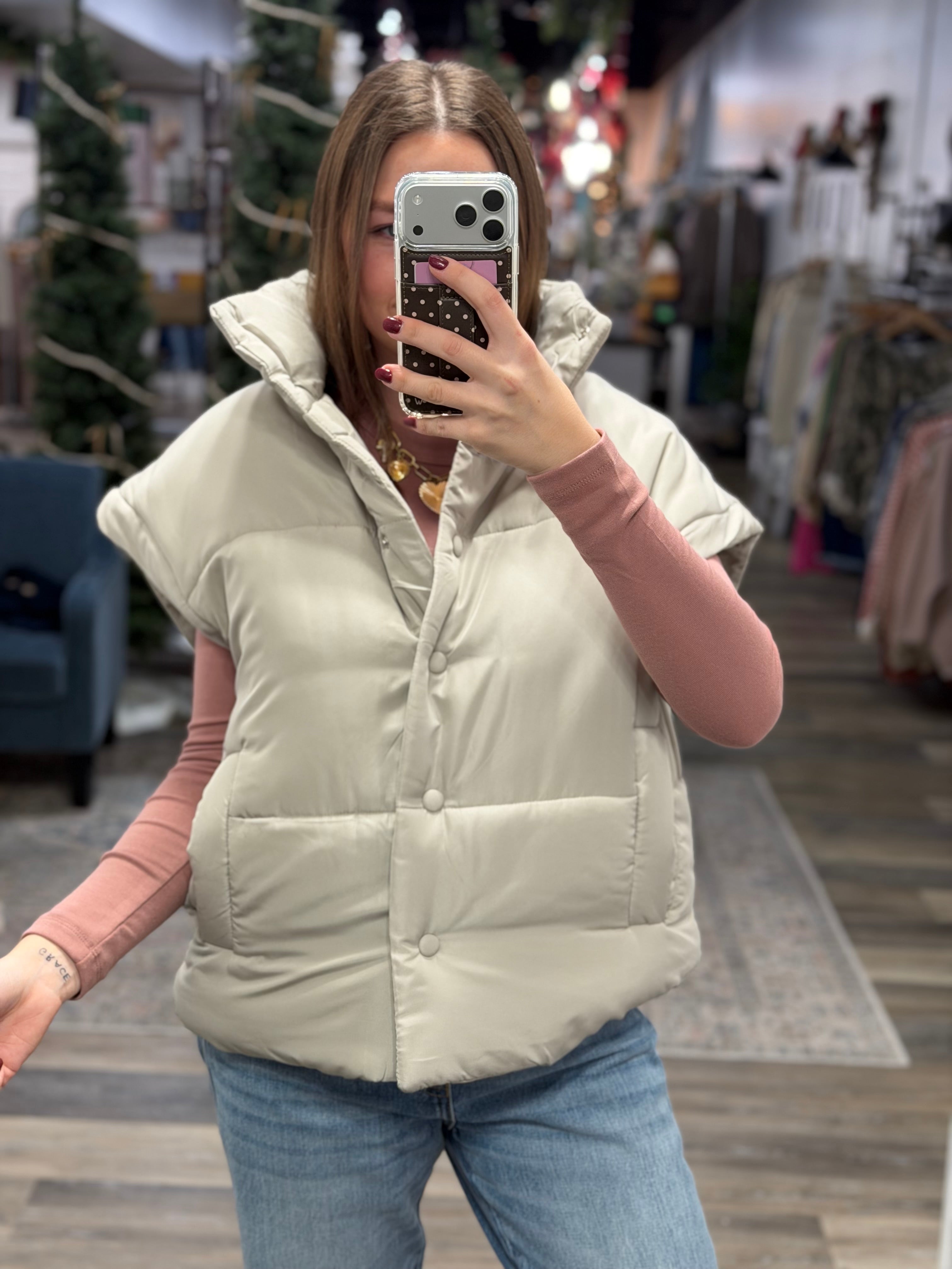Grey Oversized Puffer Vest - FINAL SALE