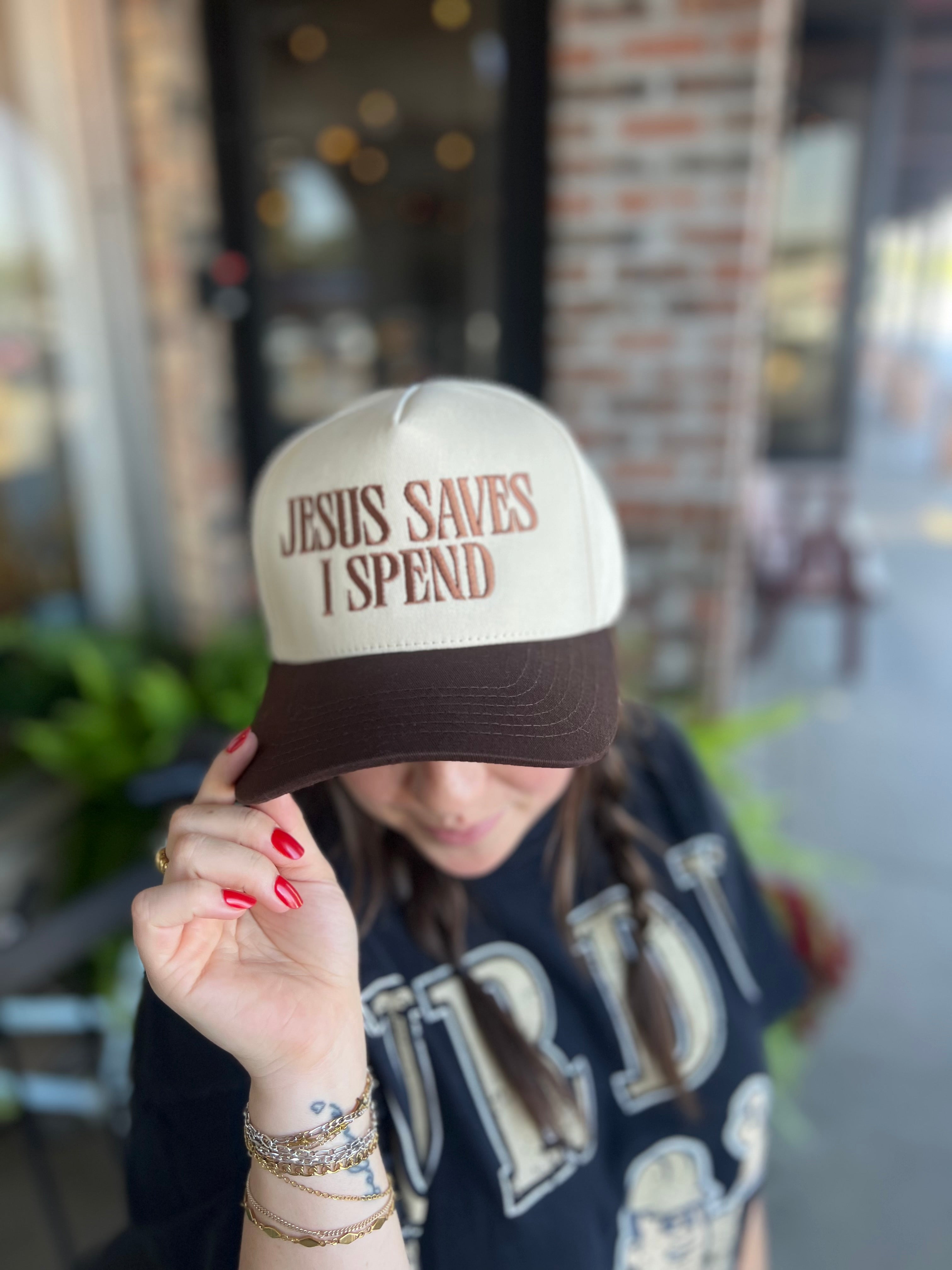JESUS SAVES I SPEND Hat