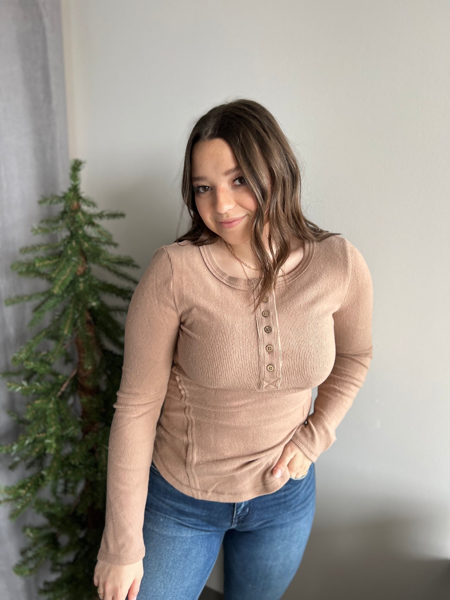 Mocha Soft Henley Top