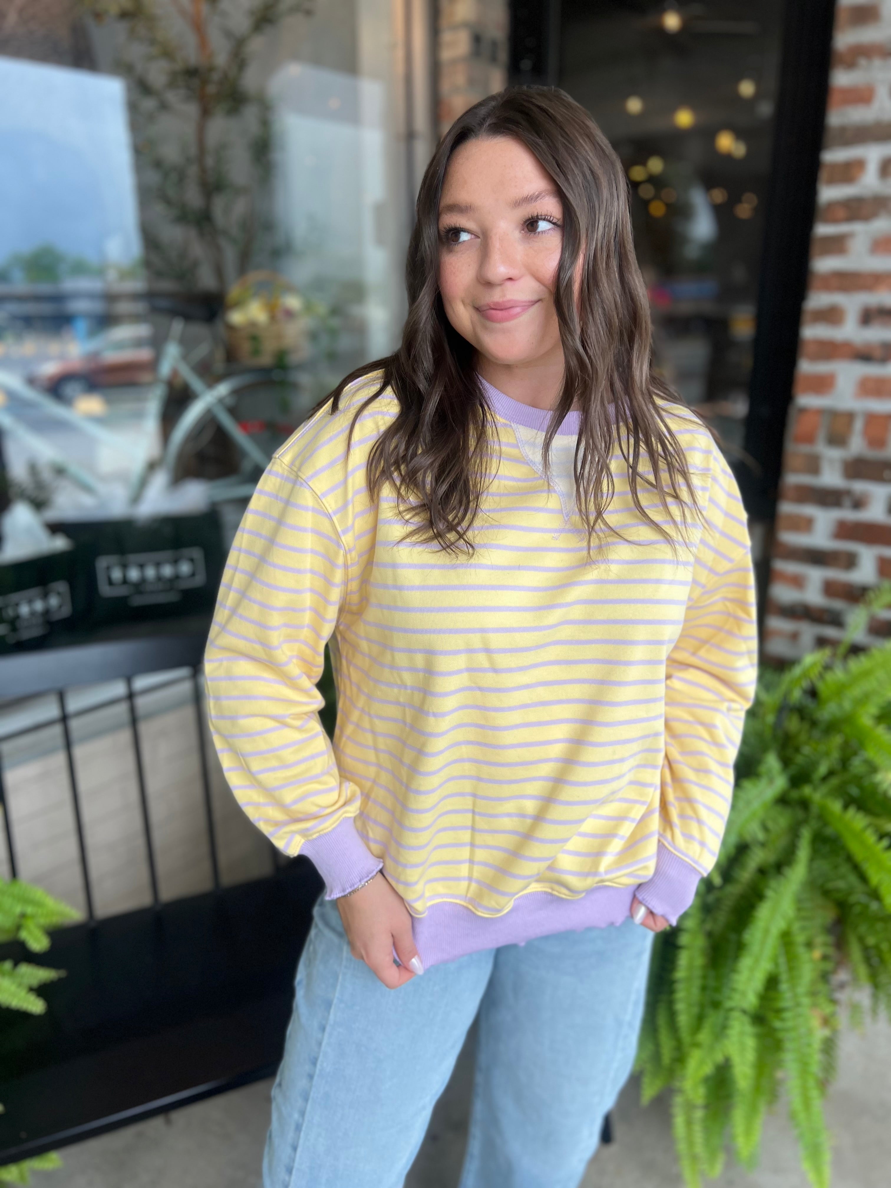 Yellow Combo Striped Knit Top