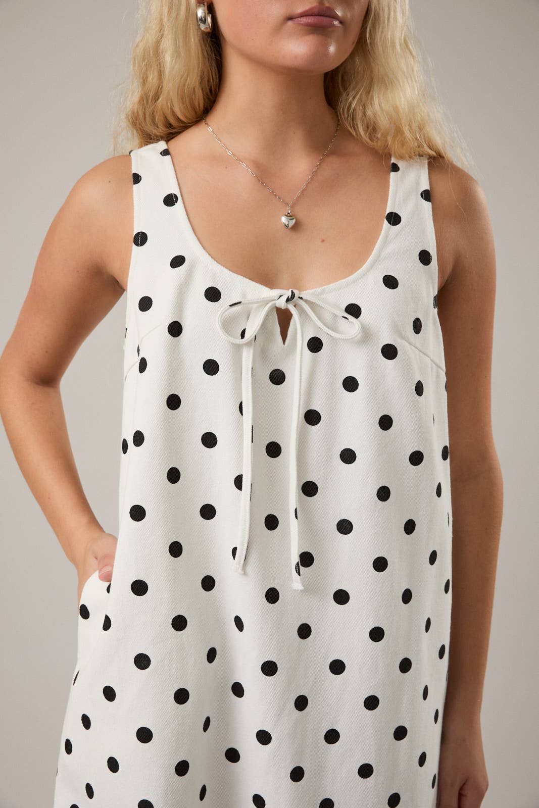 Black Dot Scoop Neck Dress