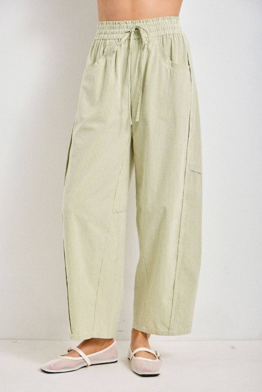 Green Striped Drawstring Pants - FINAL SALE