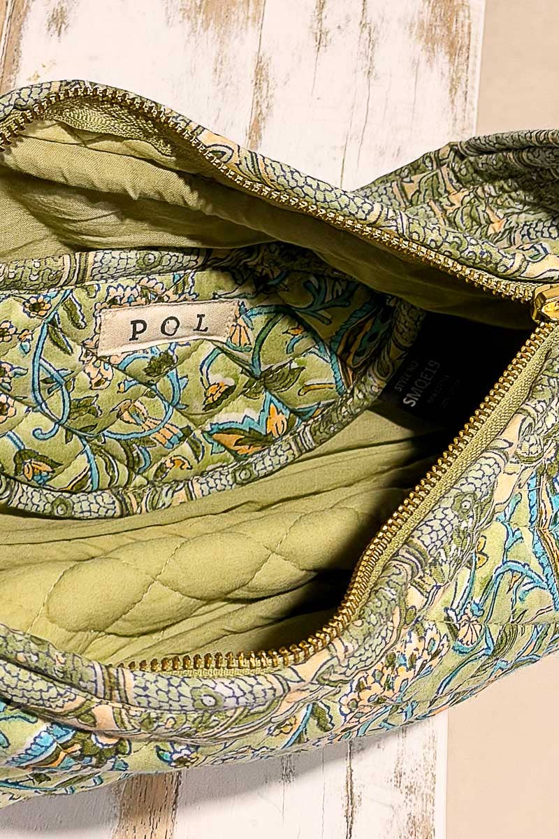 Pistachio Lightweight Quilted Floral Bag
