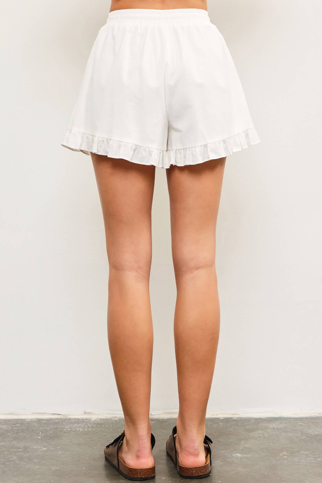 White Ruffle Hem Shorts - FINAL SALE