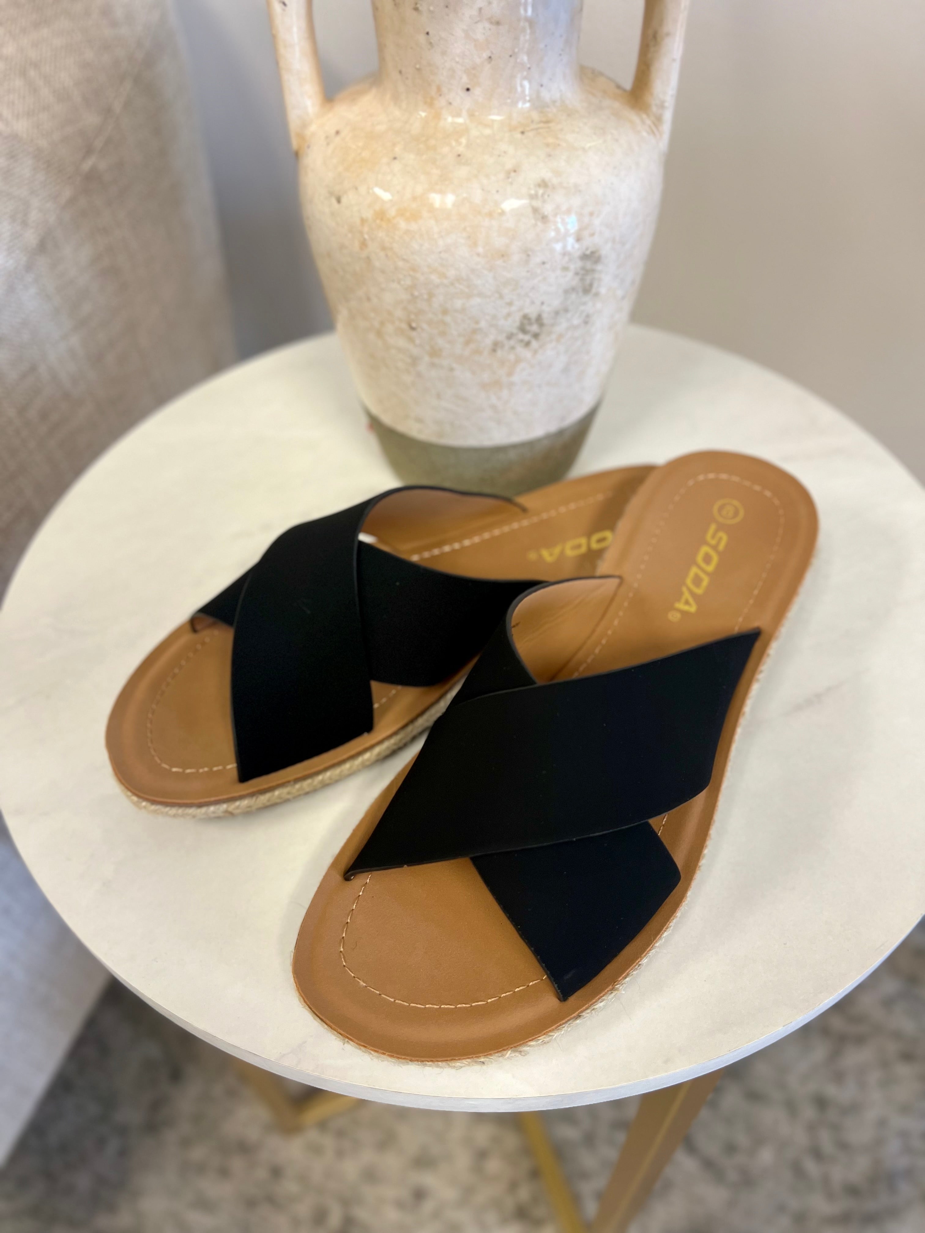 Black Crossover Sandal