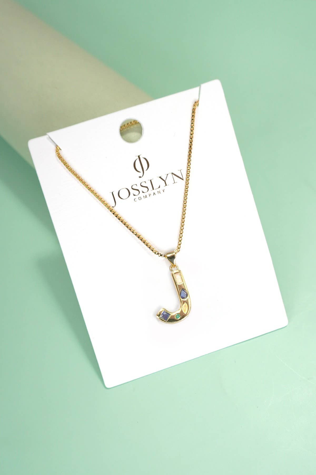 Multi Color Initial Rhinestone Necklace