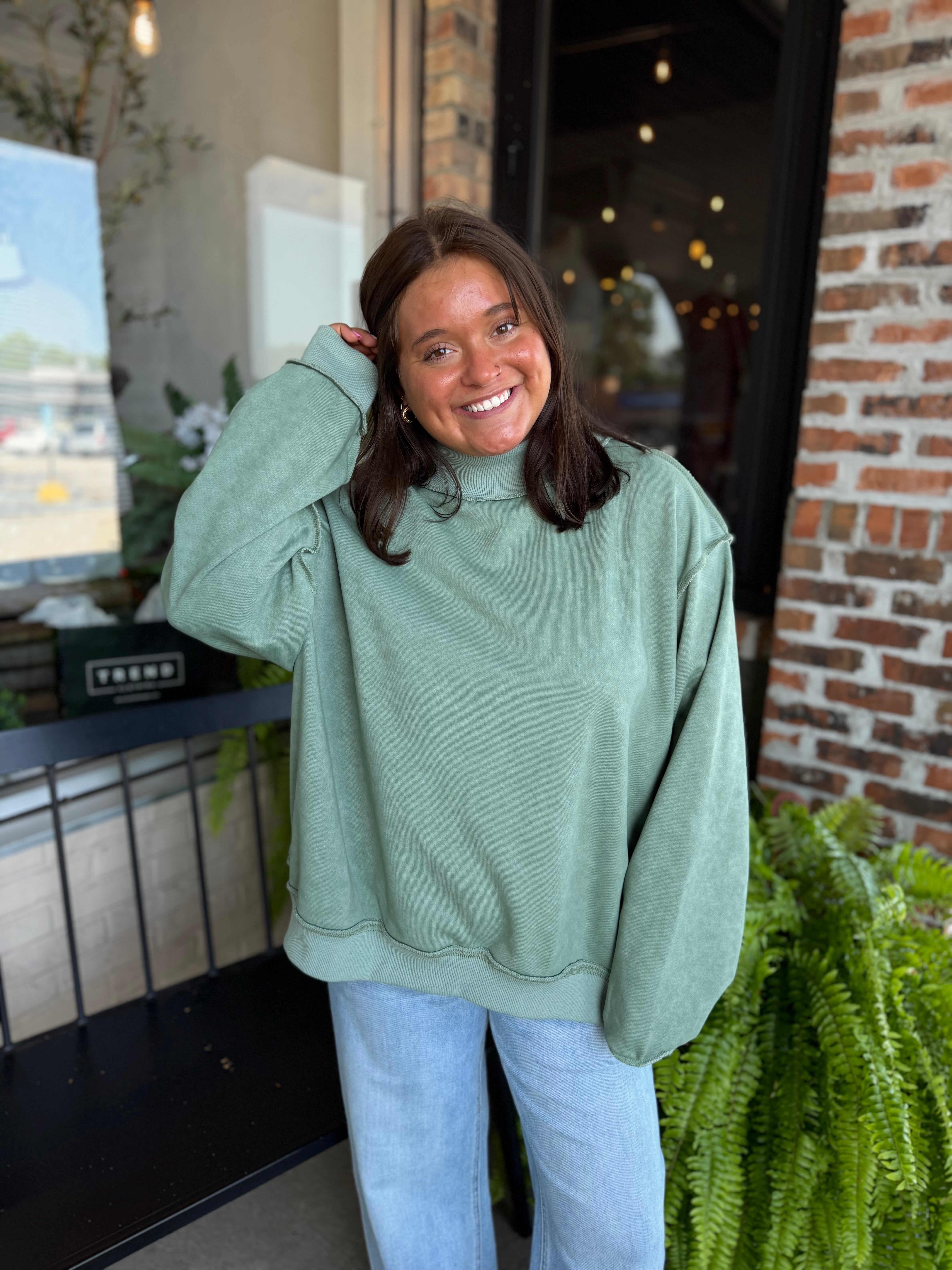 Sage Vintage Wash Oversized Sweatshirt
