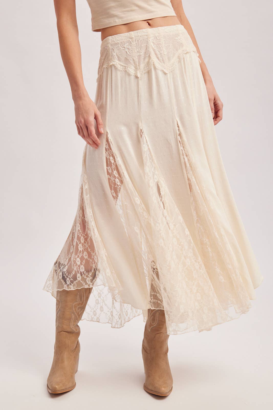 Cream Lace Maxi Skirt