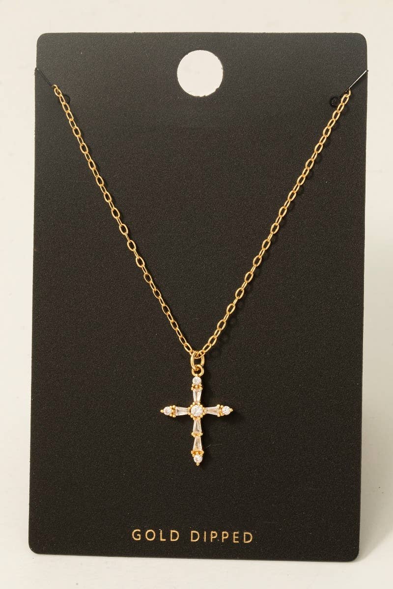 Gold Dainty Cross Pendant Necklace