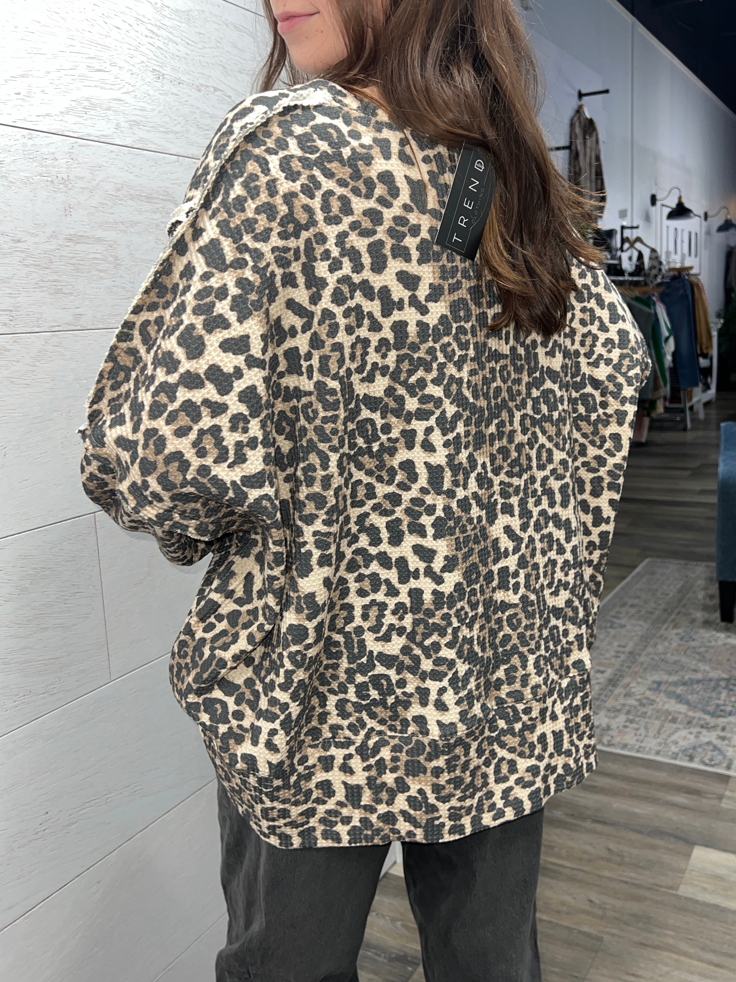 Leopard Waffle Sweatshirt - FINAL SALE
