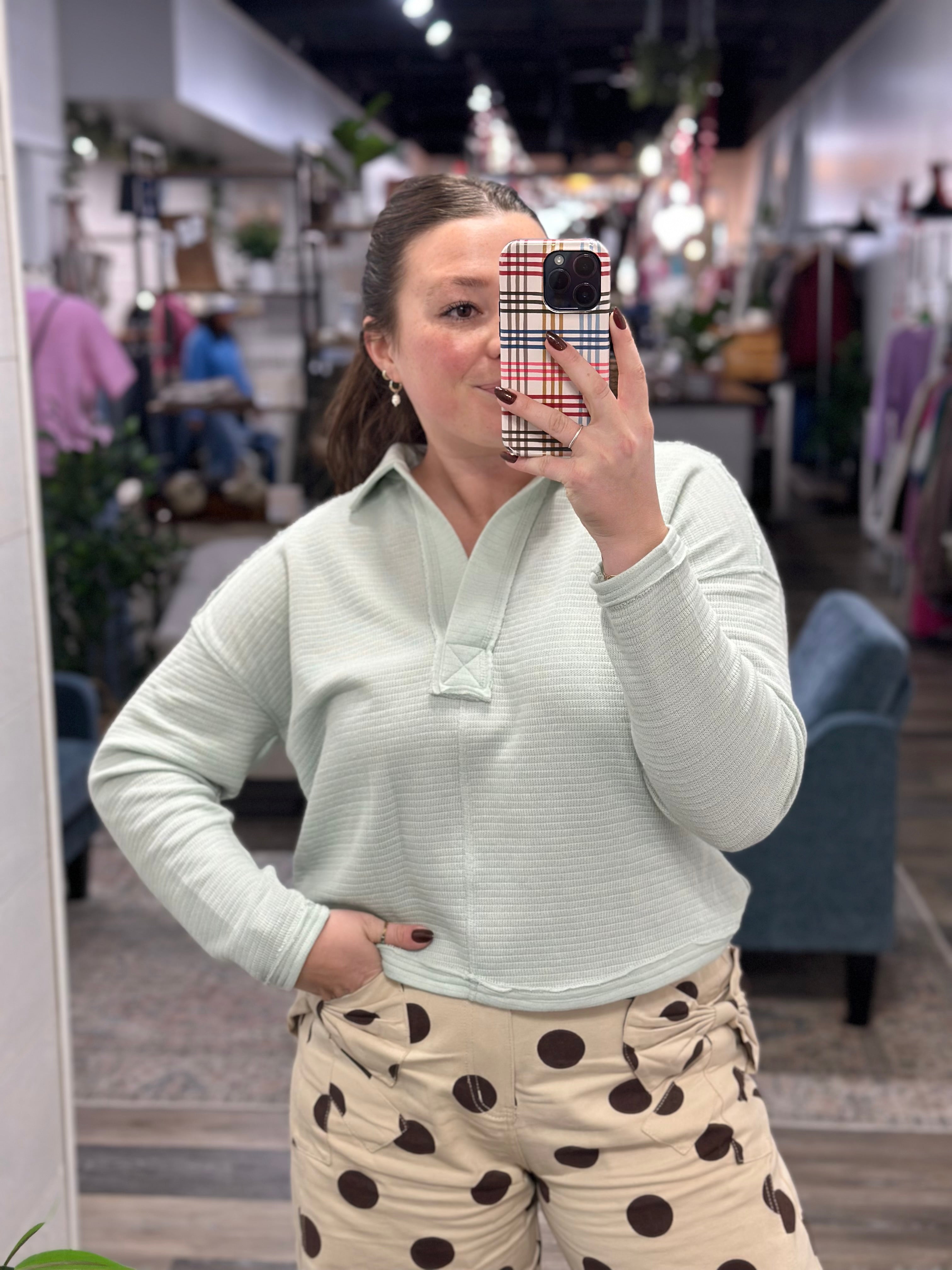 Mint Exposed Seam Polo