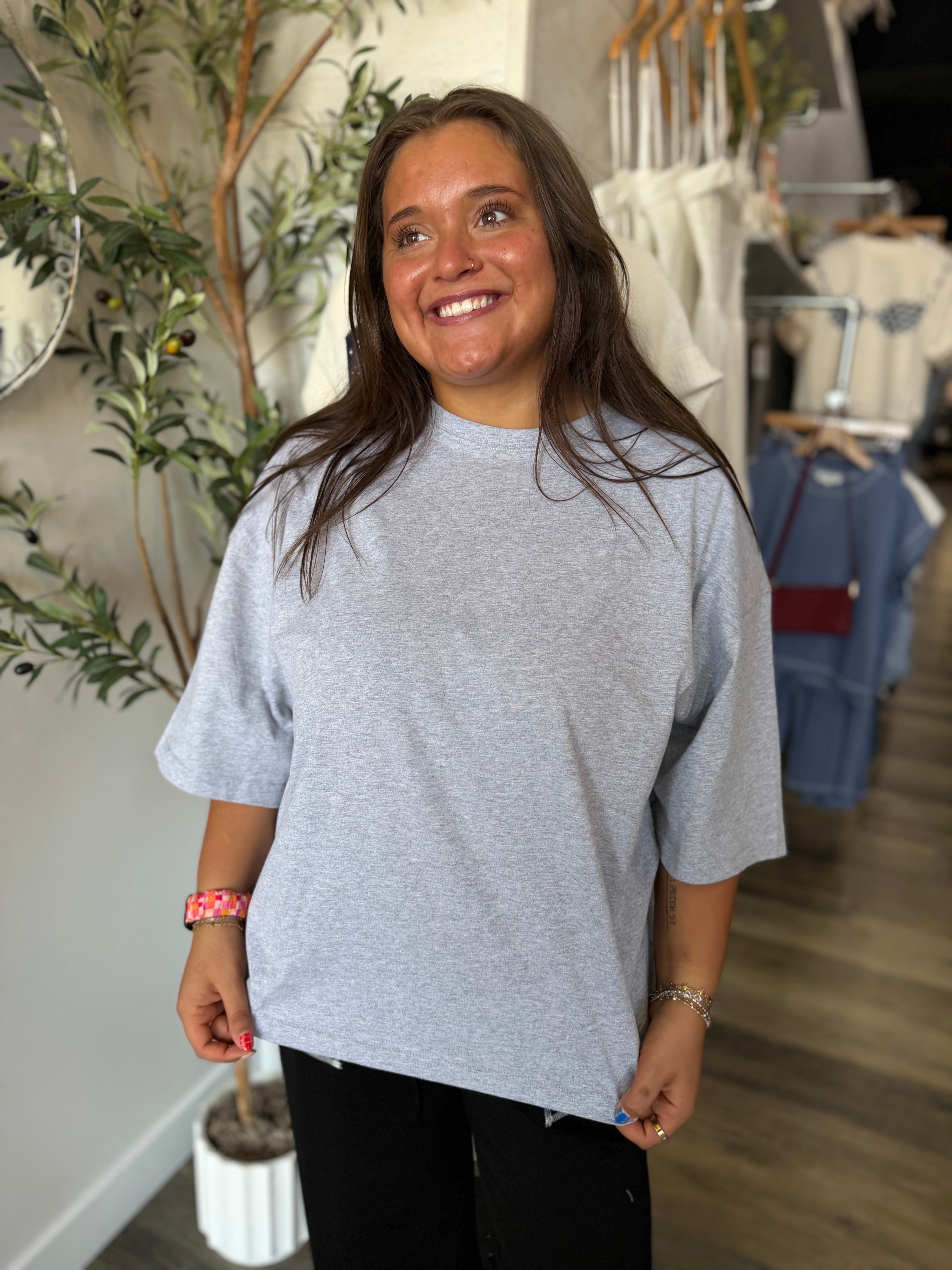 Gray Oversized Everyday Cotton Tee
