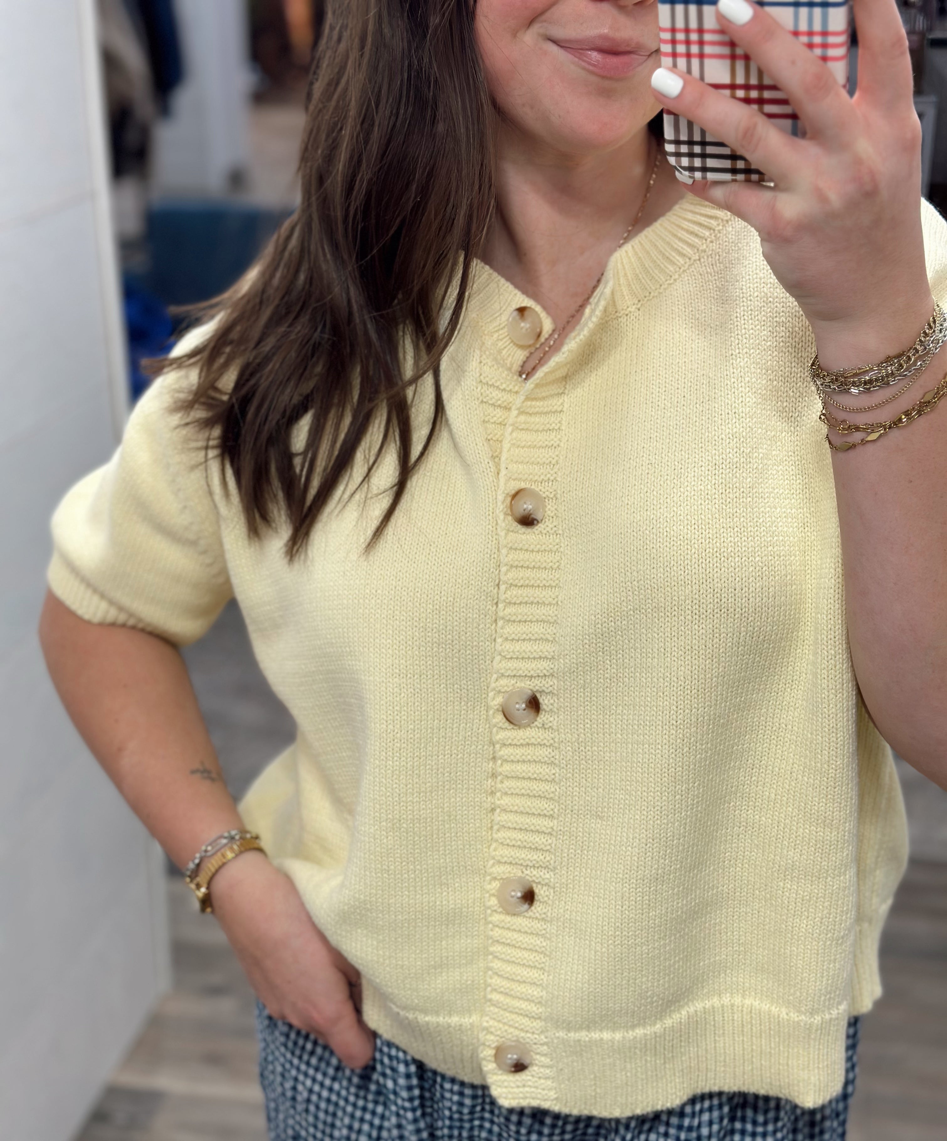 Yellow Short Sleeve Sweater Cardi