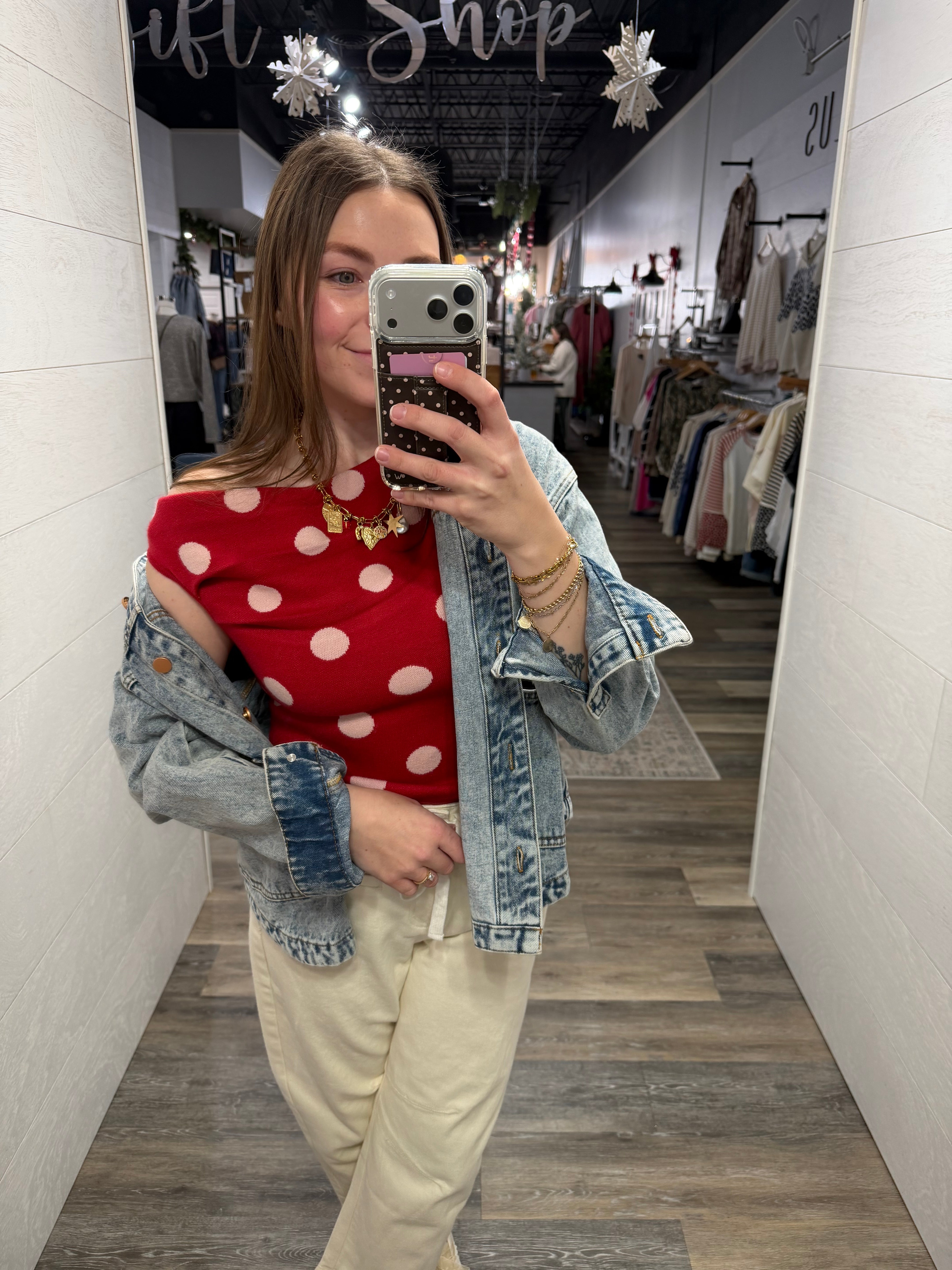 Red Polka Dot Sweater Top