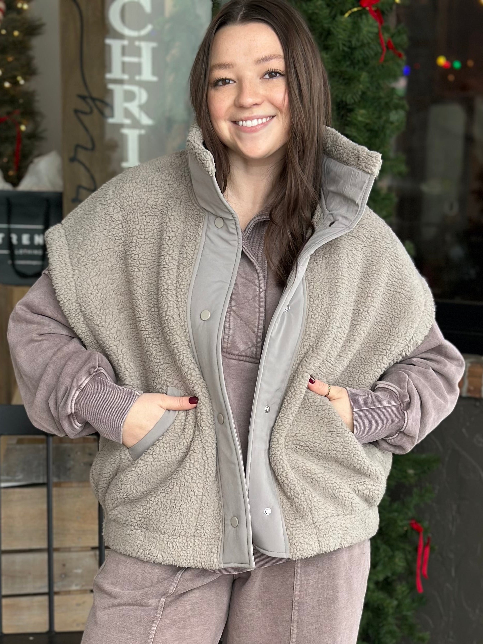 Taupe Micro Sherpa Vest