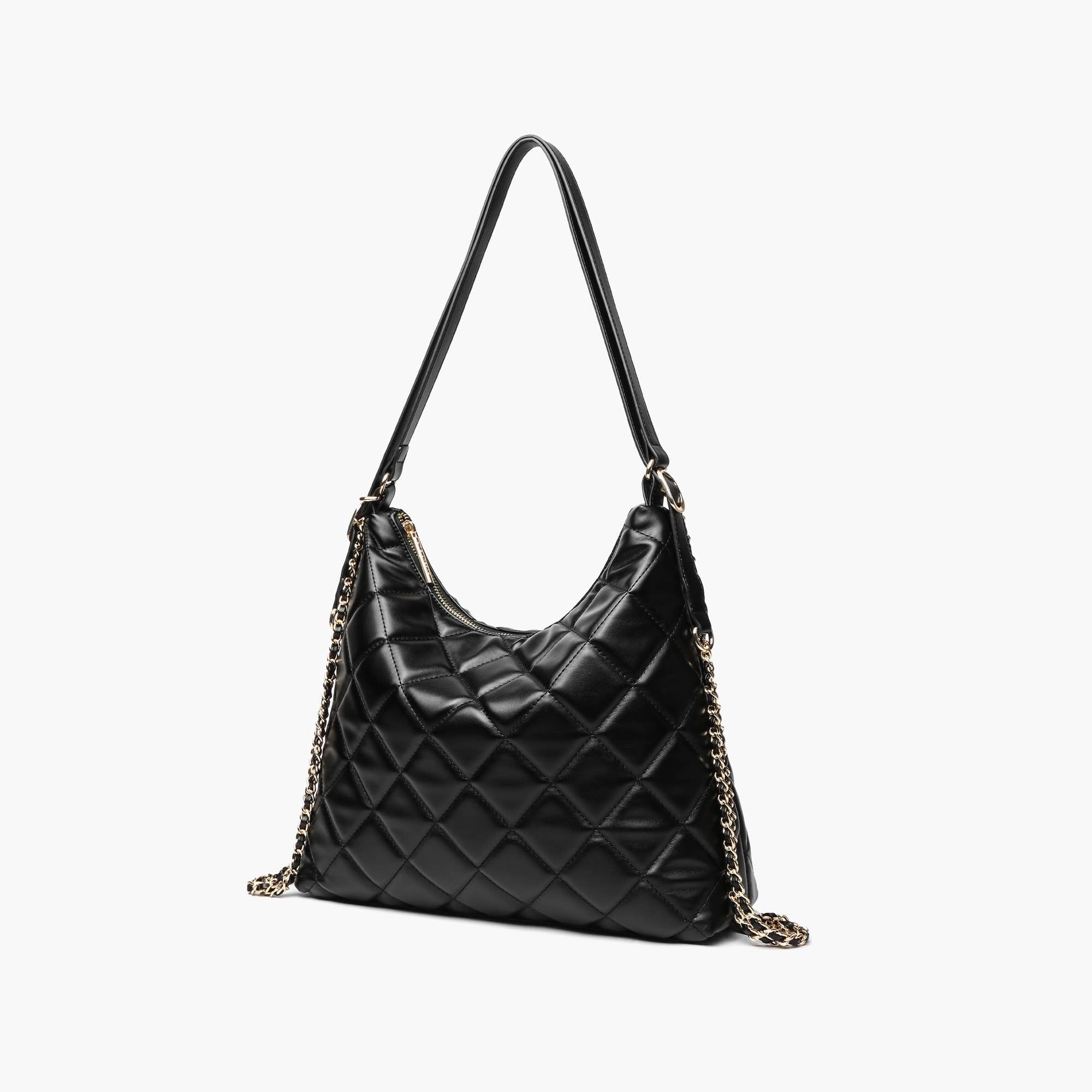 Black Quilted Shoulder Bag & Backpack