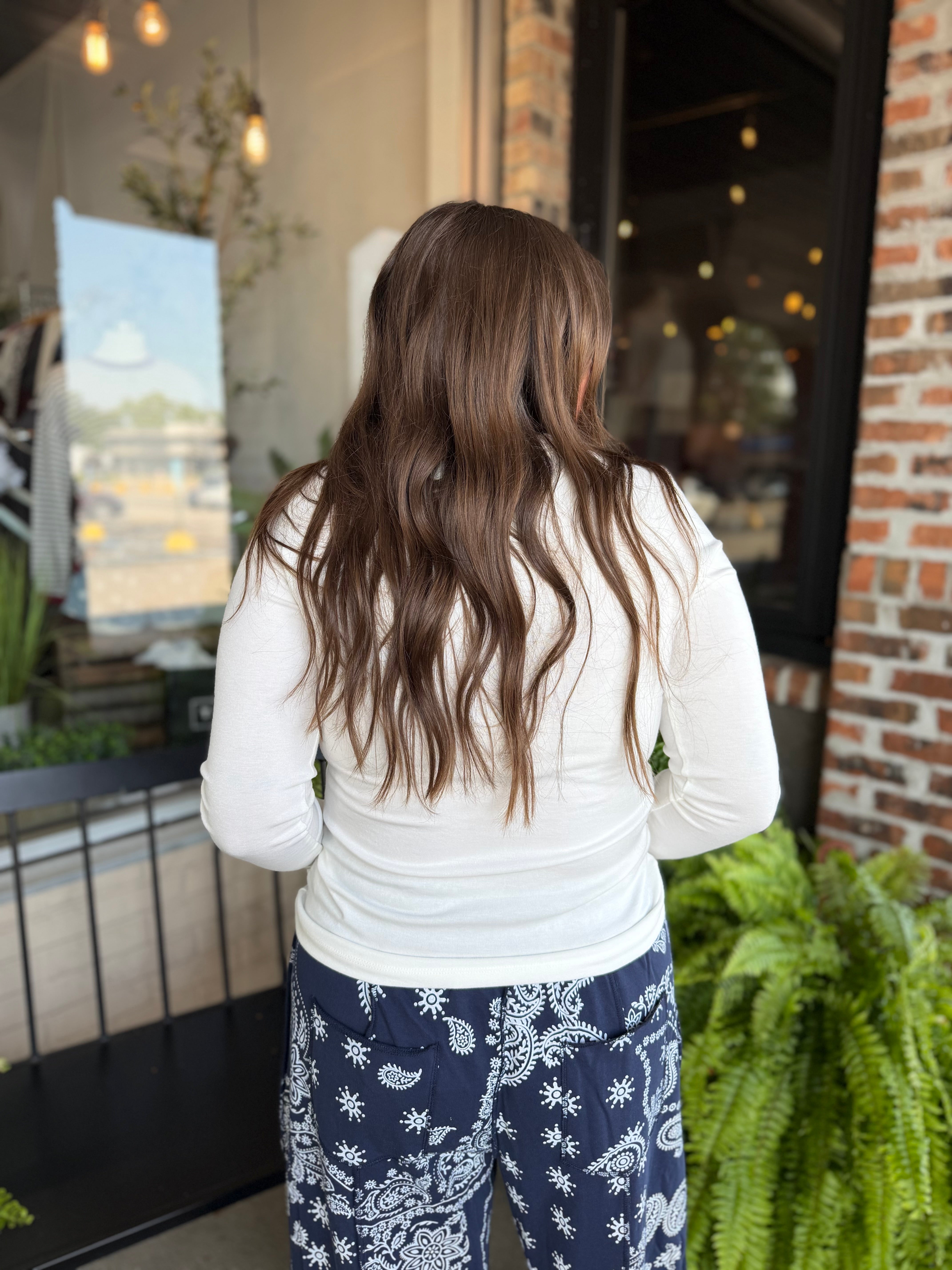 Ivory Round Neck Long Sleeve Top