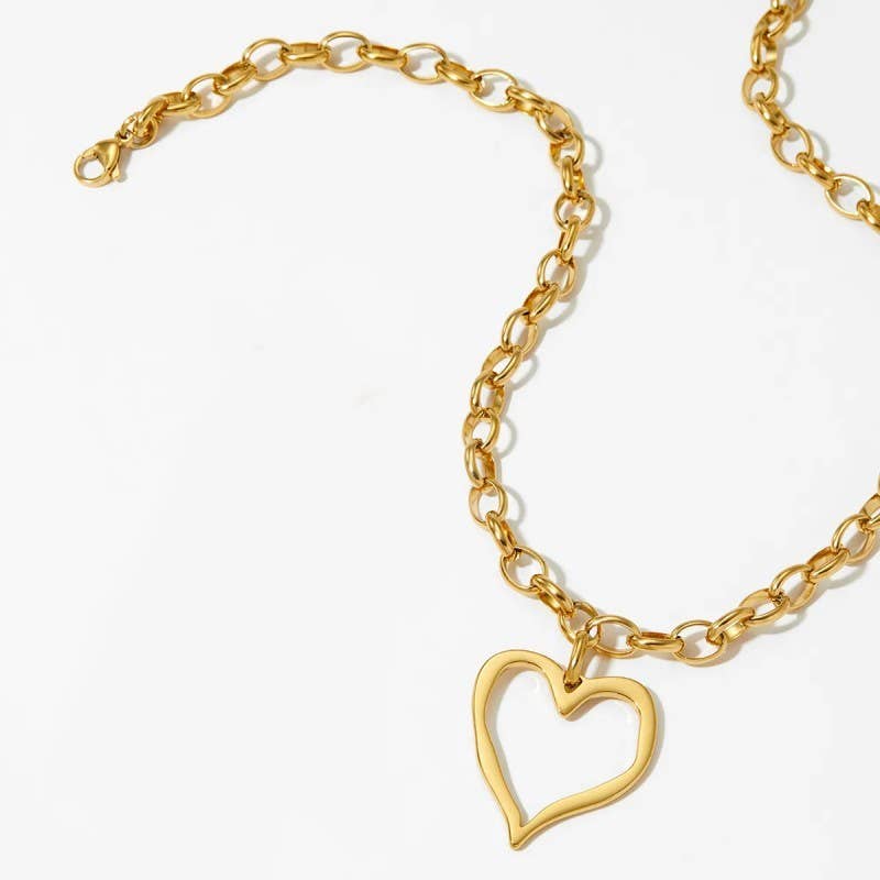 Gold 18K Tarnish Free Heart Necklace