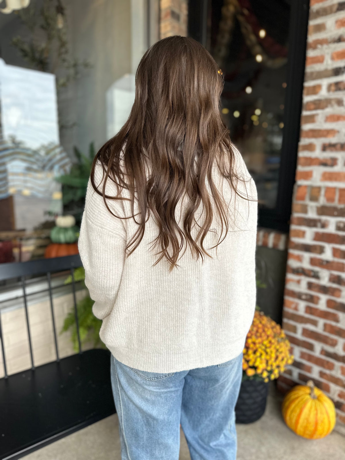 Ivory Ribbed Button-Front Cardigan
