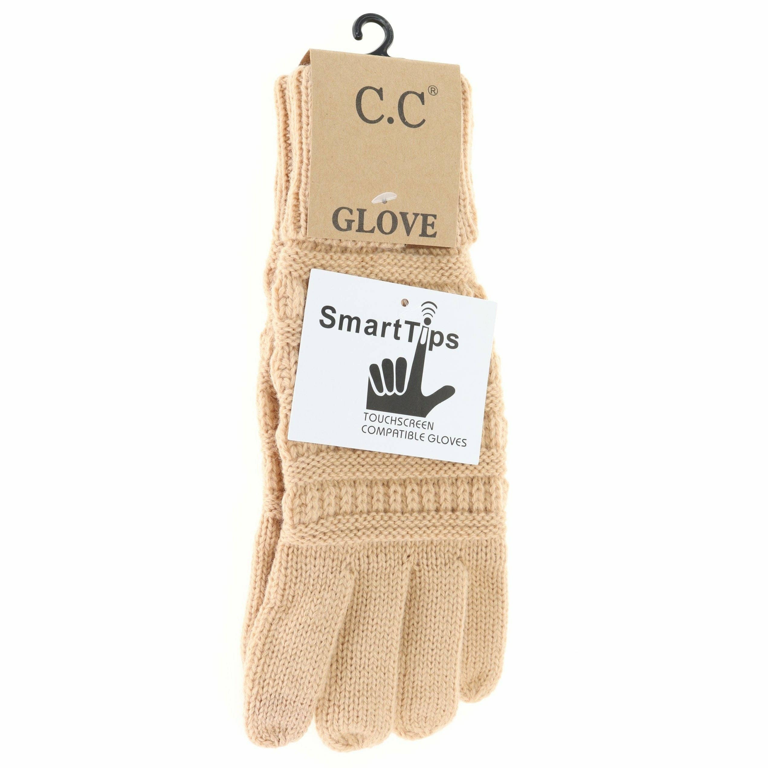 Sand Cable Knit Gloves