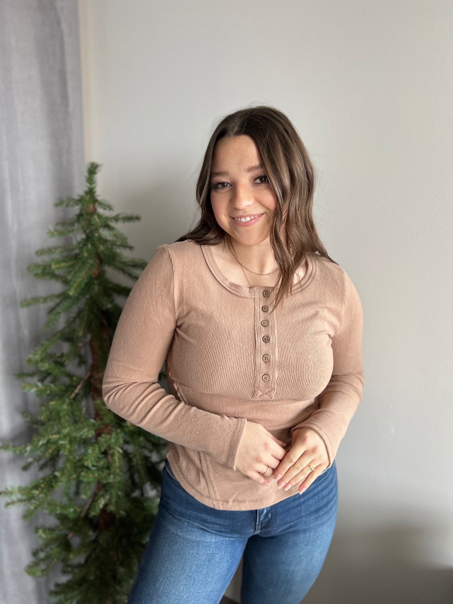 Mocha Soft Henley Top