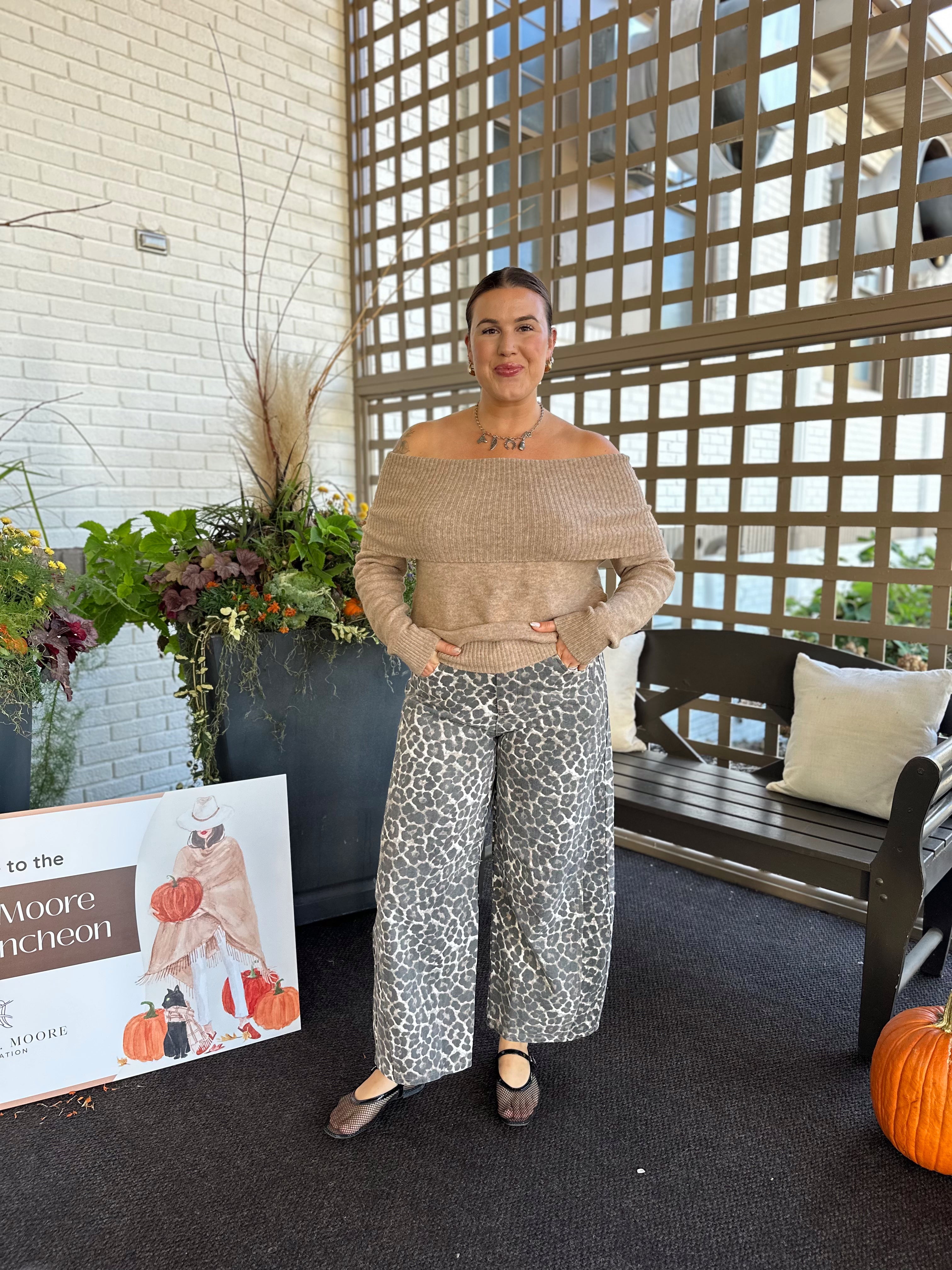 Leopard Printed Barrel Pants