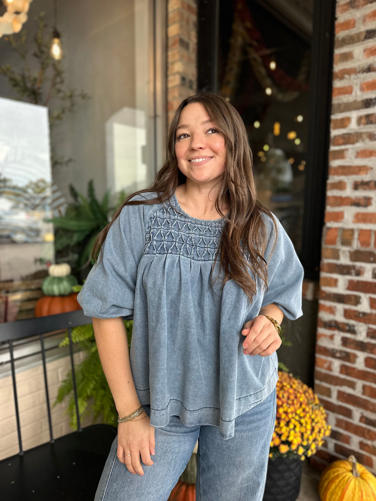 Denim Babydoll Top