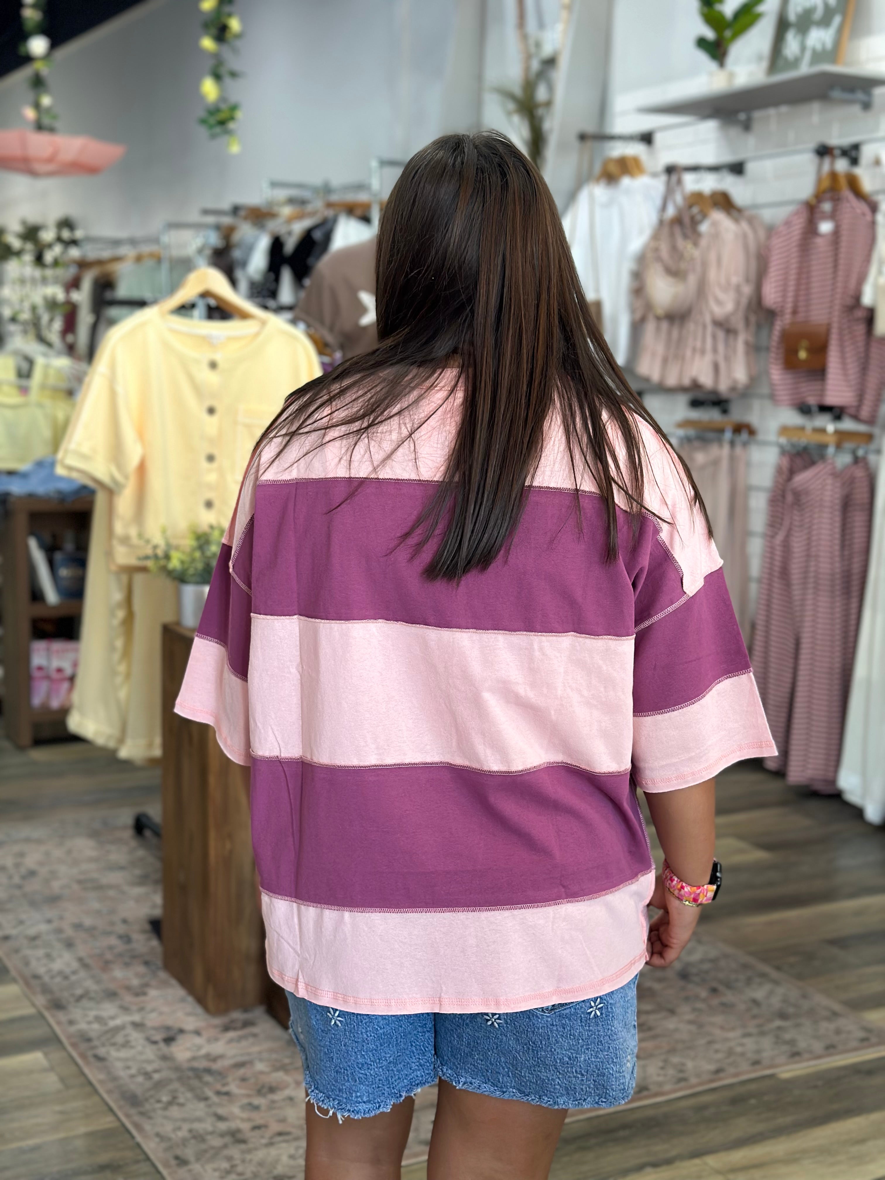 Mauve Color Block Top