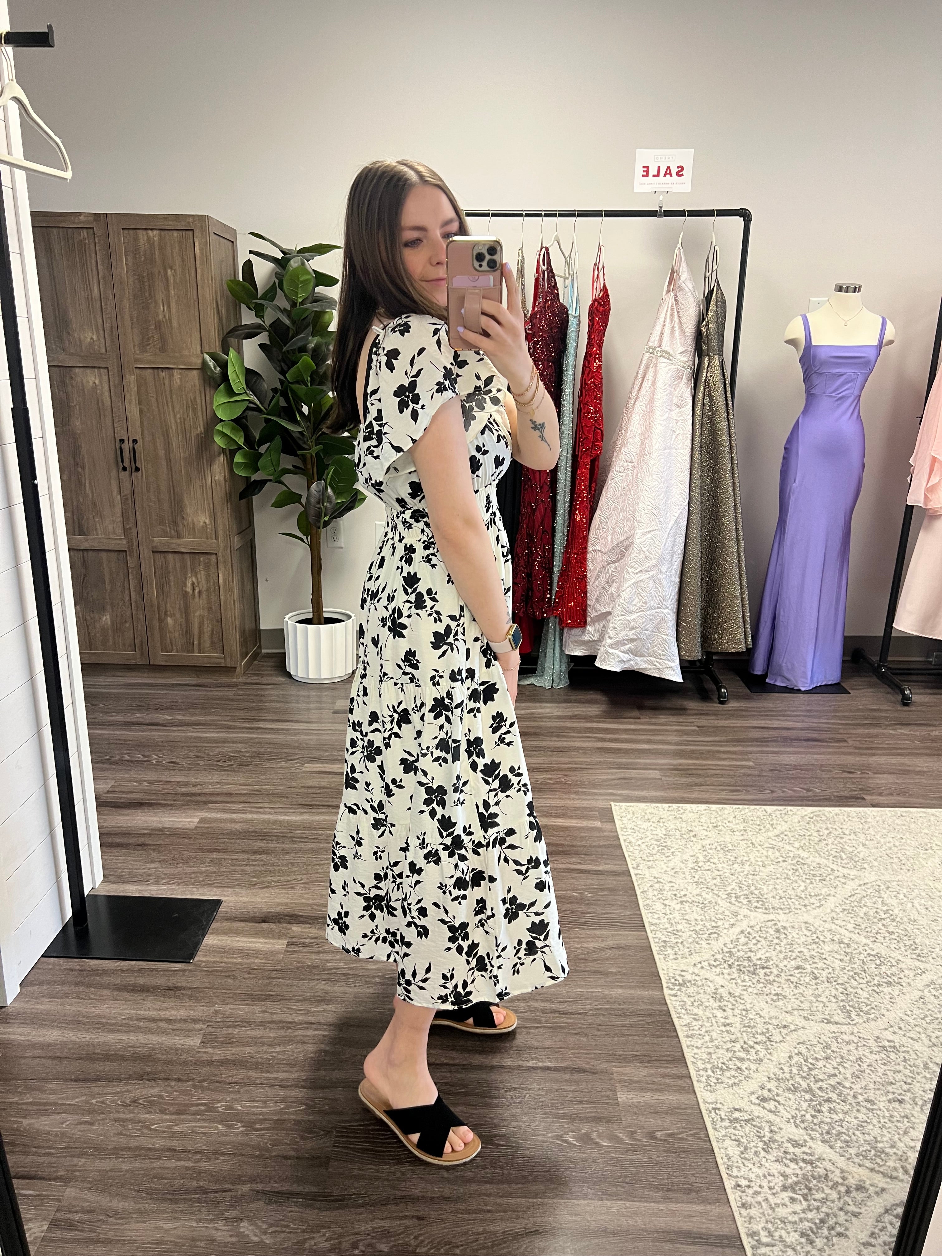 Plus Cream Floral Midi Dress - FINAL SALE