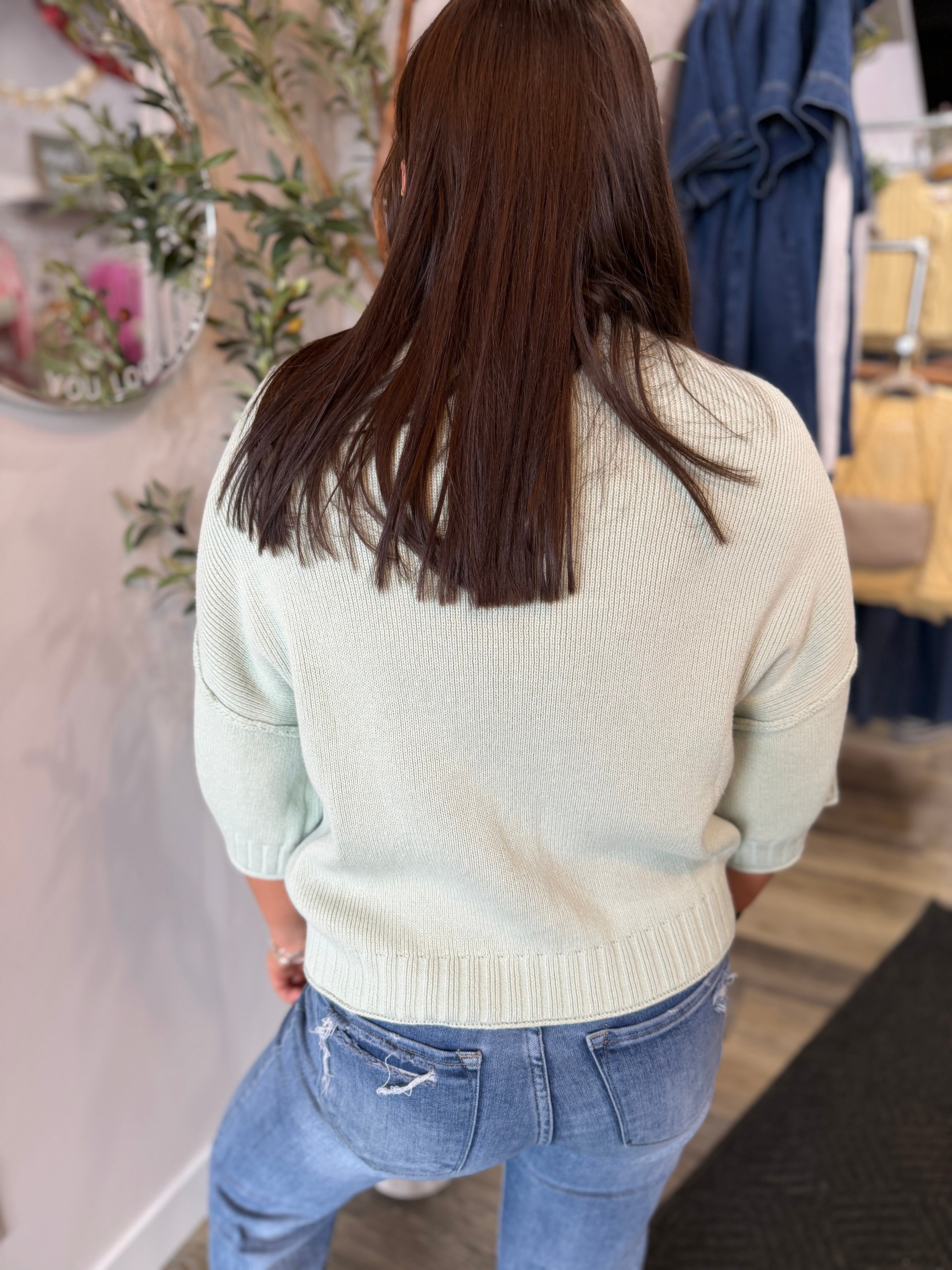 Mint Drop Shoulder Sweater - FINAL SALE