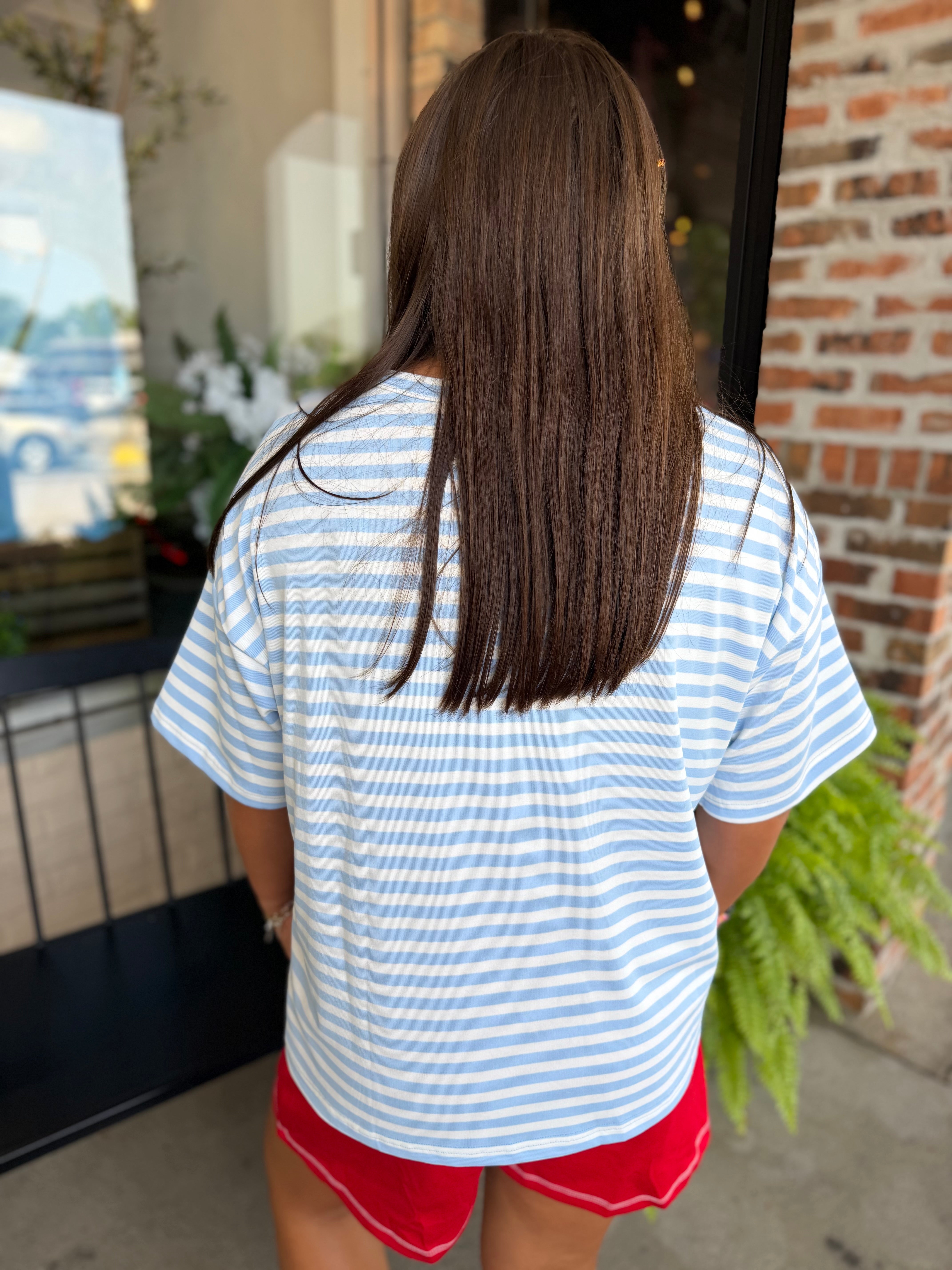 Blue Stripe Oversized T-Shirt