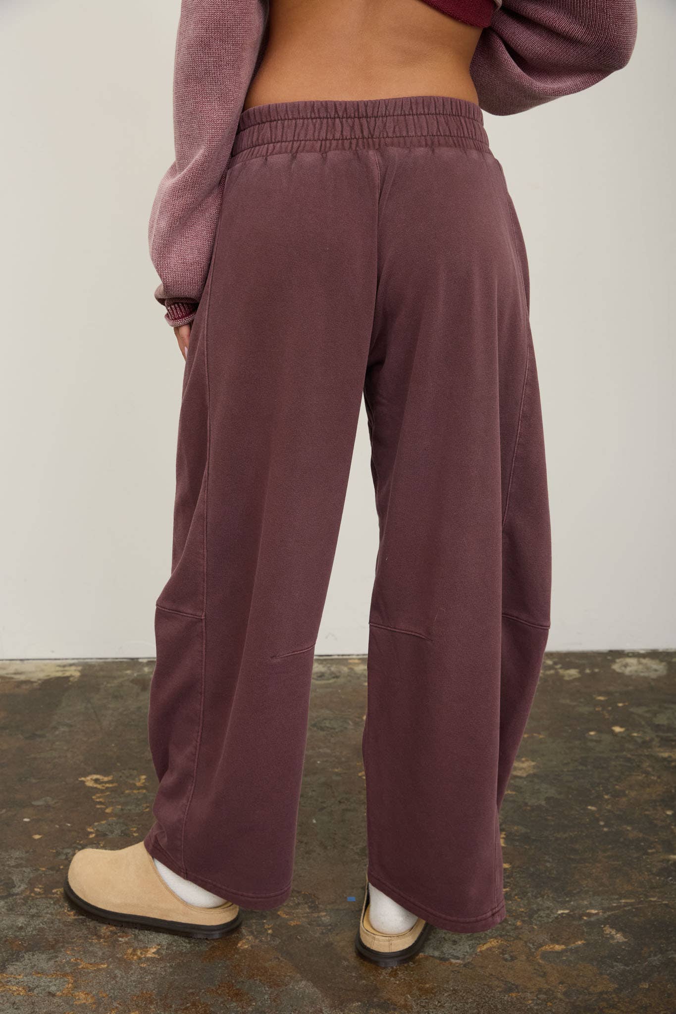 Maroon Barrel Leg Sweatpants