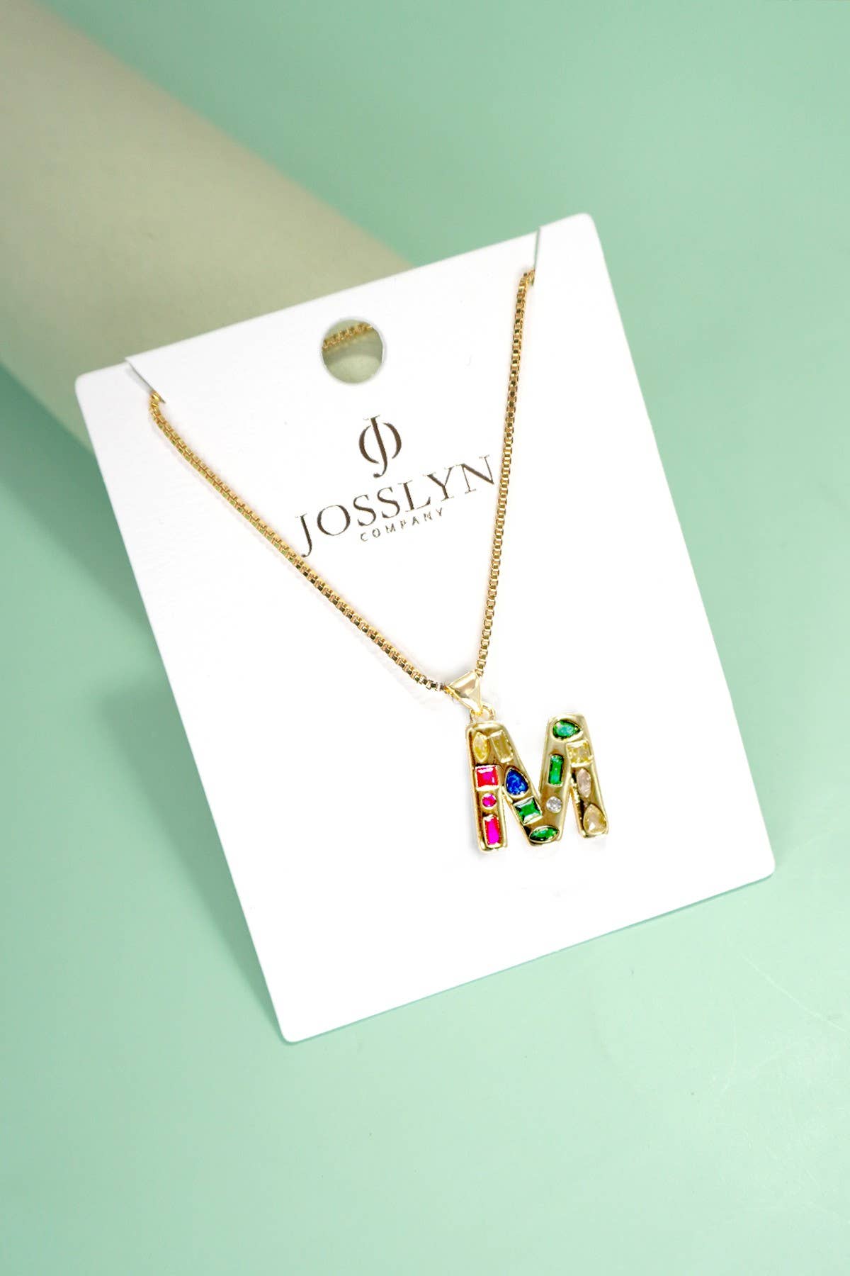 Multi Color Initial Rhinestone Necklace