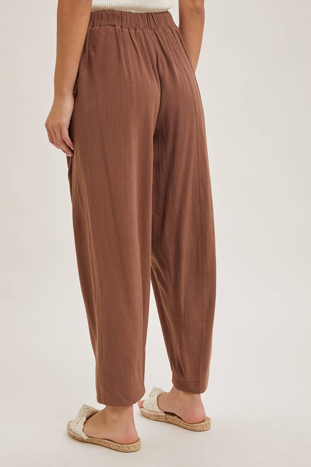 Brown Relaxed Barrel Pants
