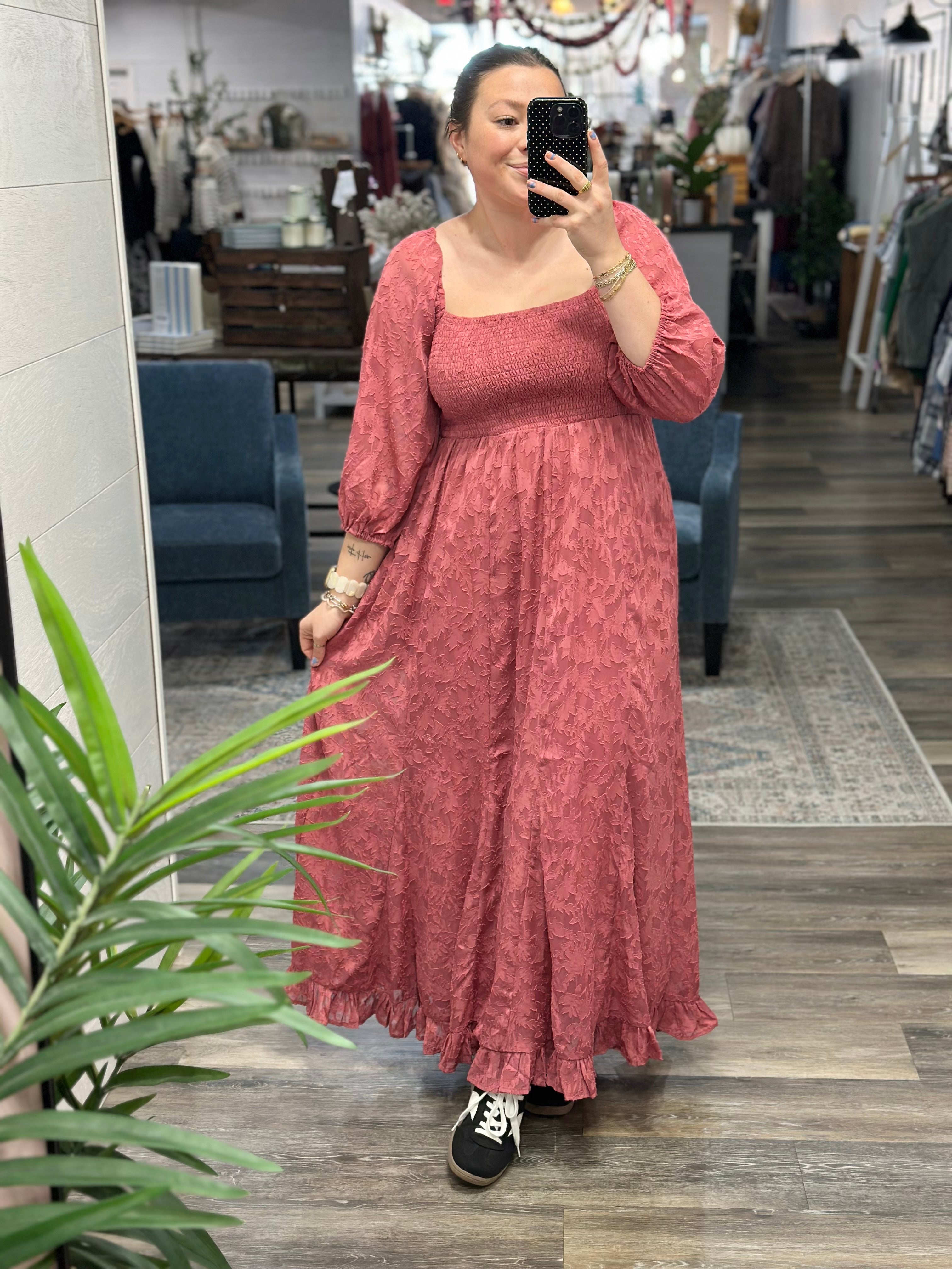 Rose Ruffled Hem Maxi Dress