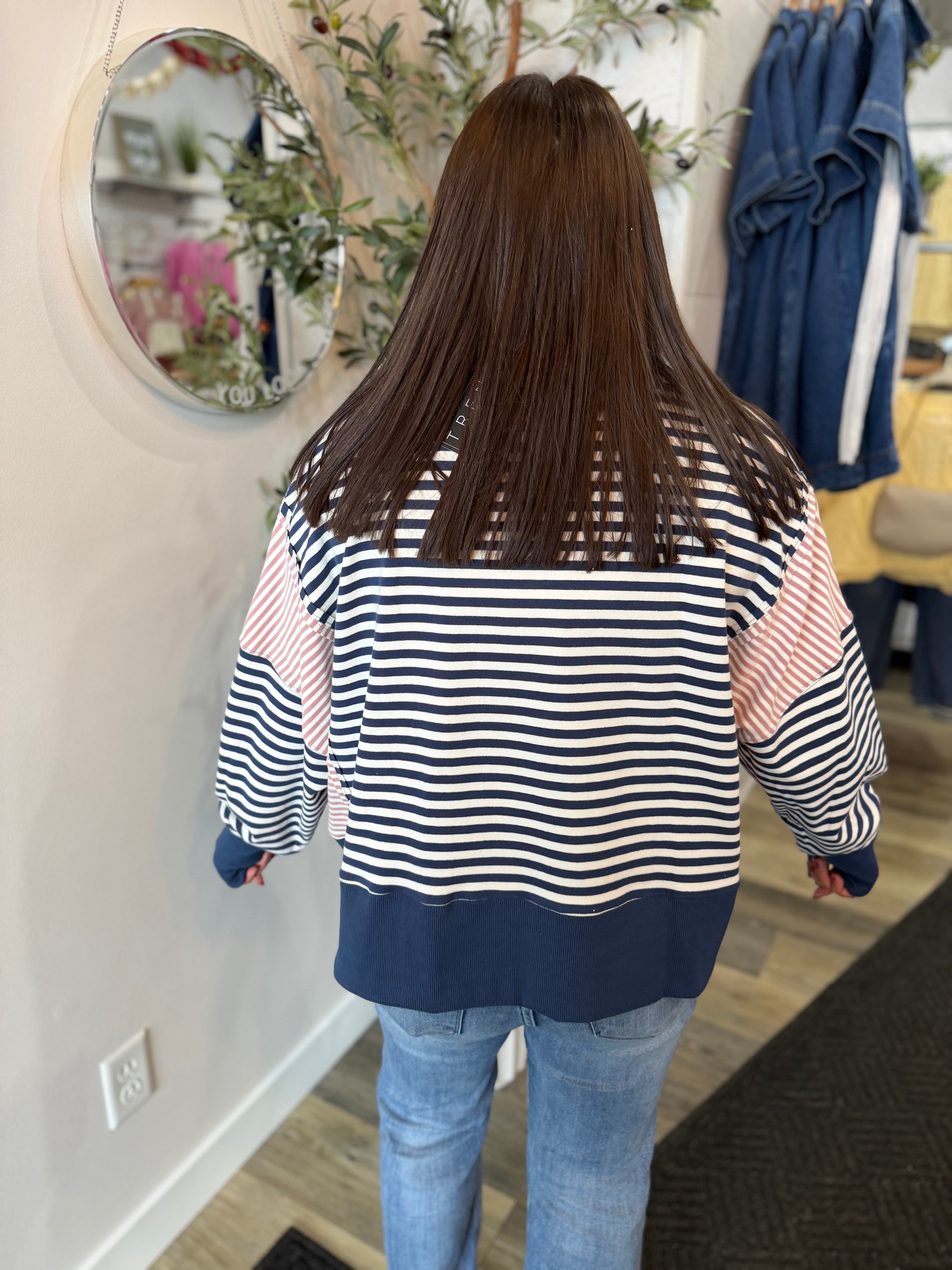 Navy Striped Sweatshirt - FINAL SALE