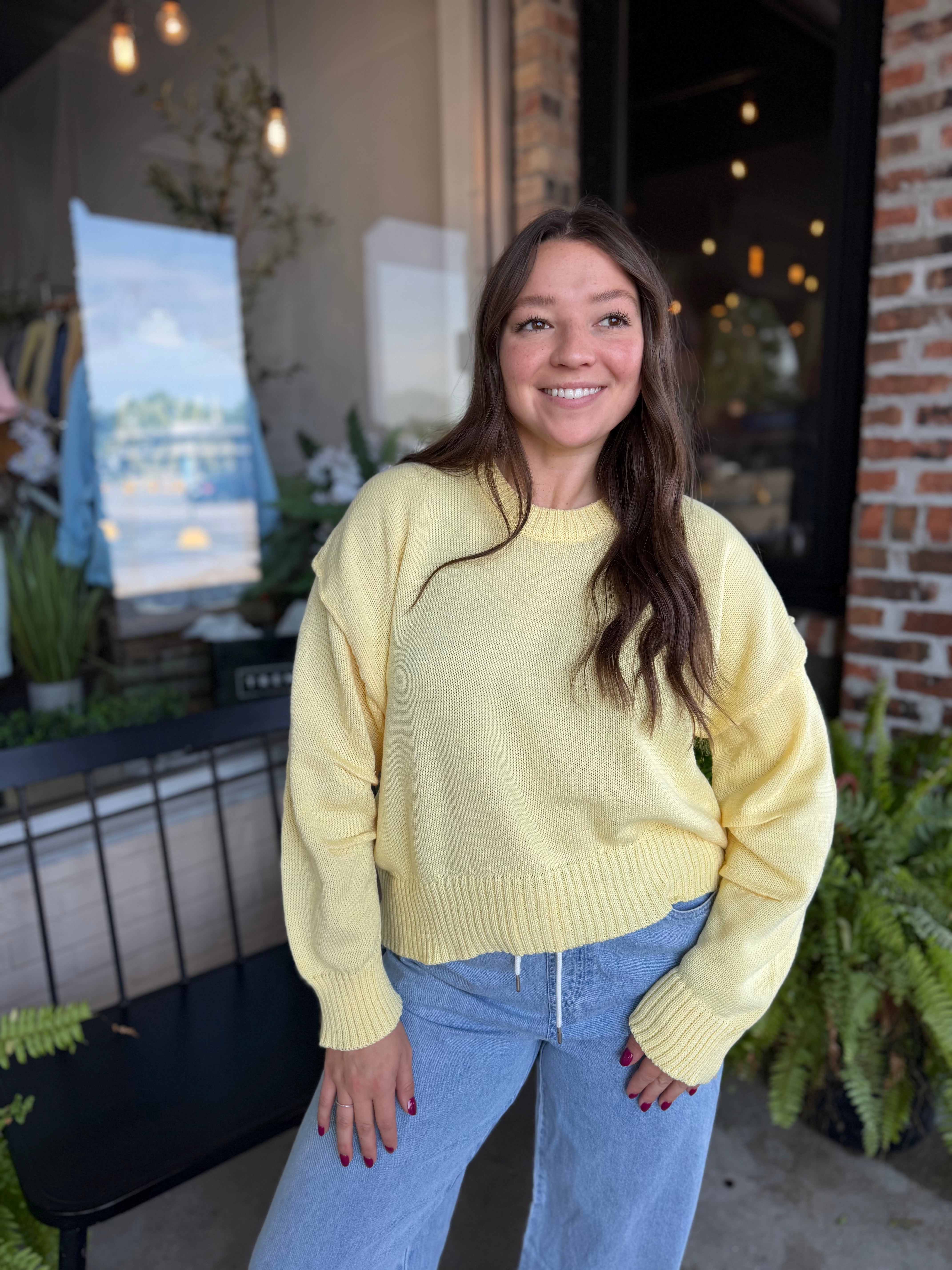 Yellow Pleat Detail Sweater