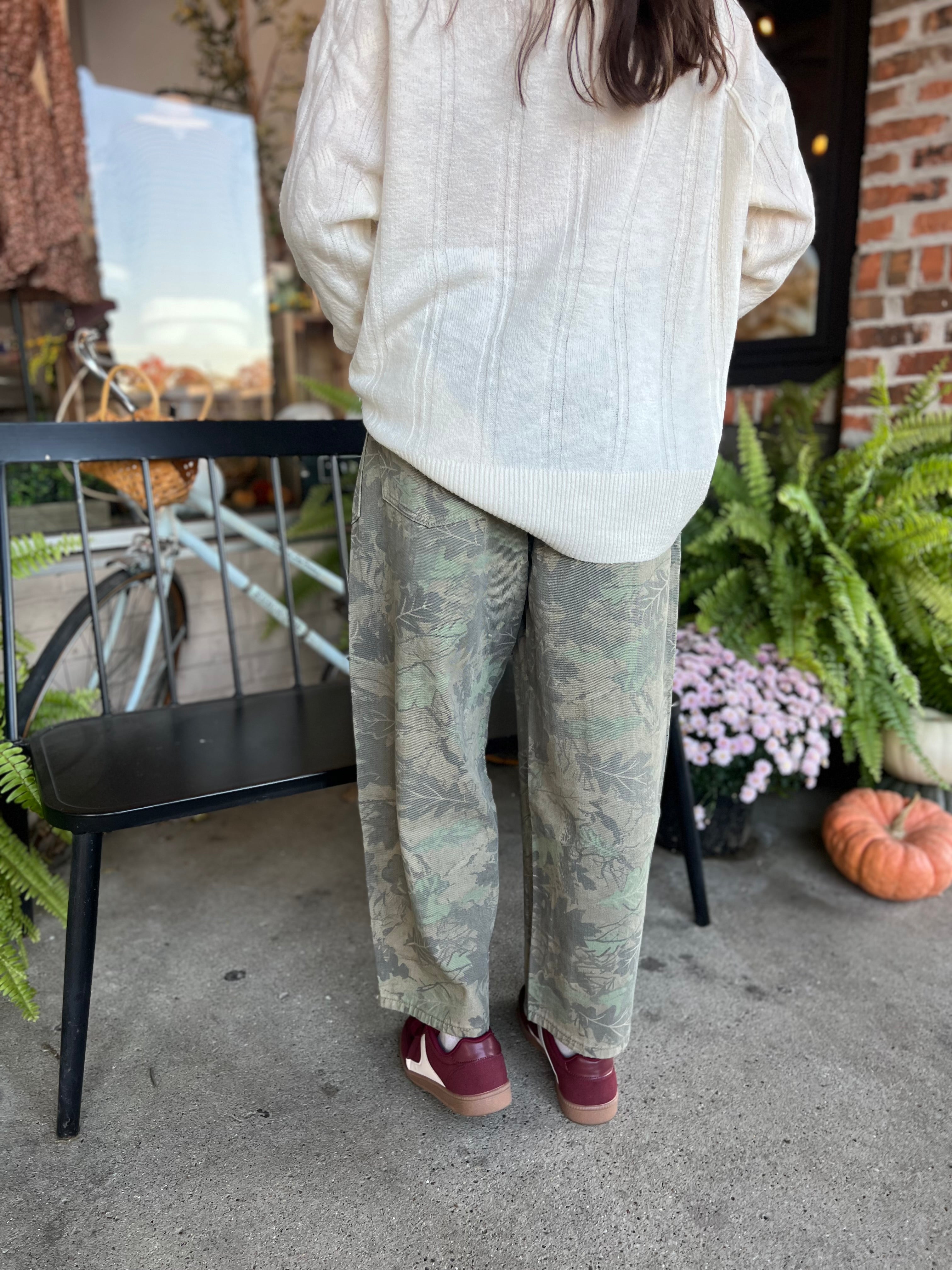 Camo Printed Barrel Pants