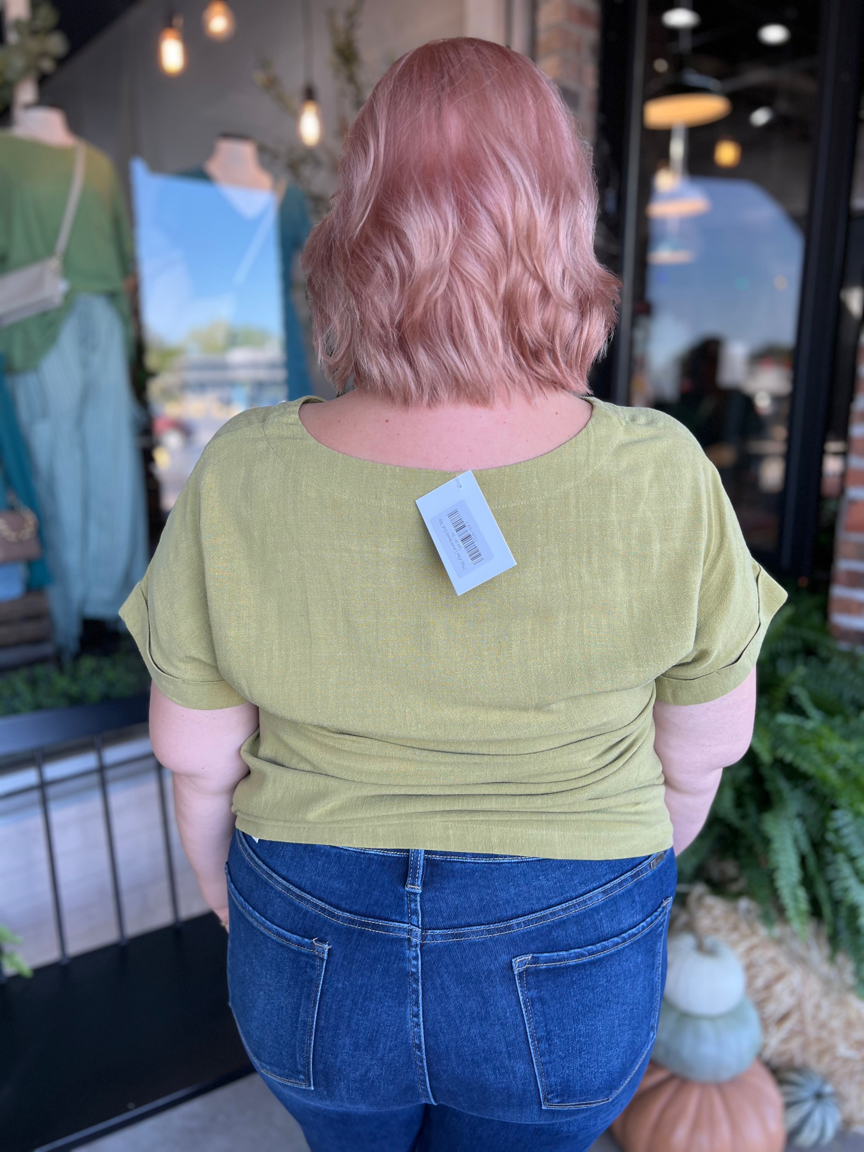 Plus Kiwi Linen Boxy Cut Top - FINAL SALE