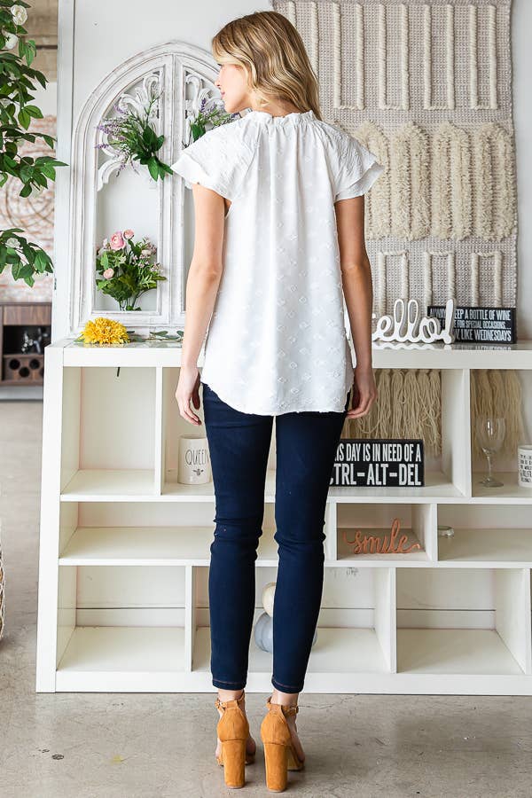 White Ruffle Tie Blouse - FINAL SALE