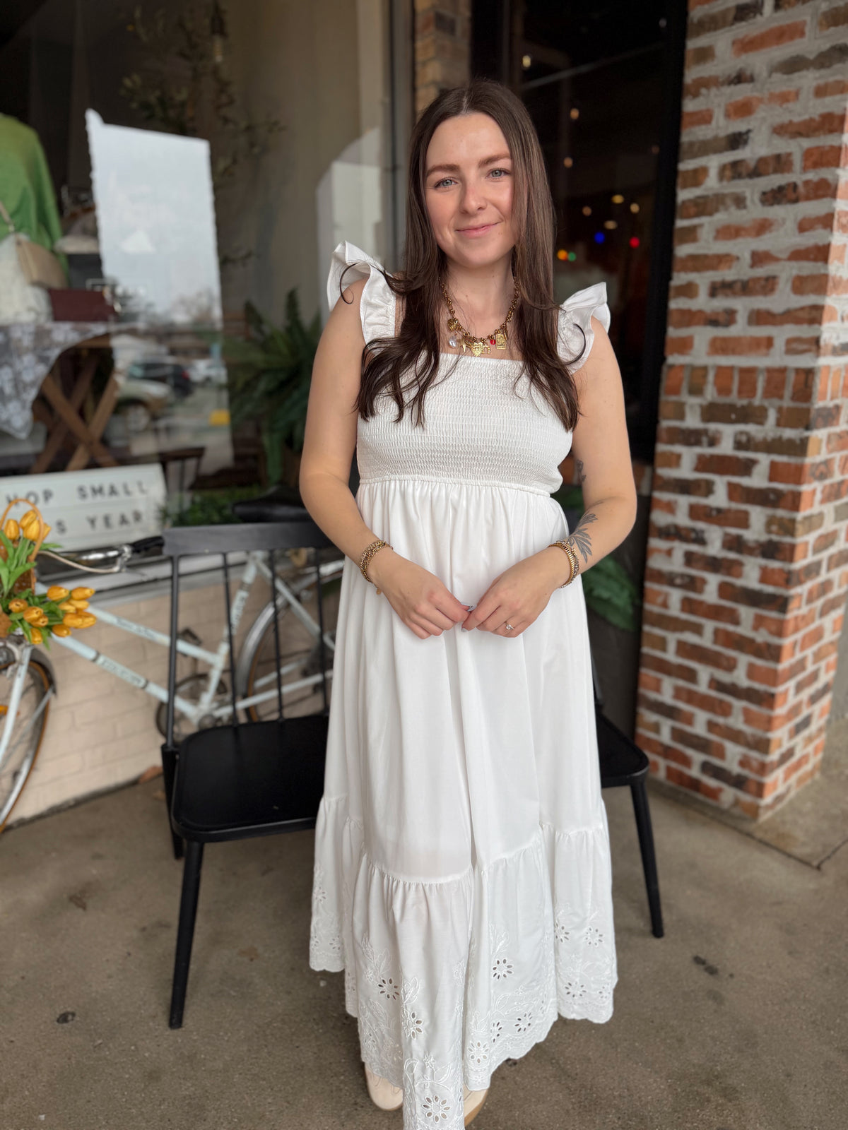 white smocked maxi dress Size:Pre-order Size 16 La Ligne Black Peplum weather occasions Material: 04+46%PA+50%VI
