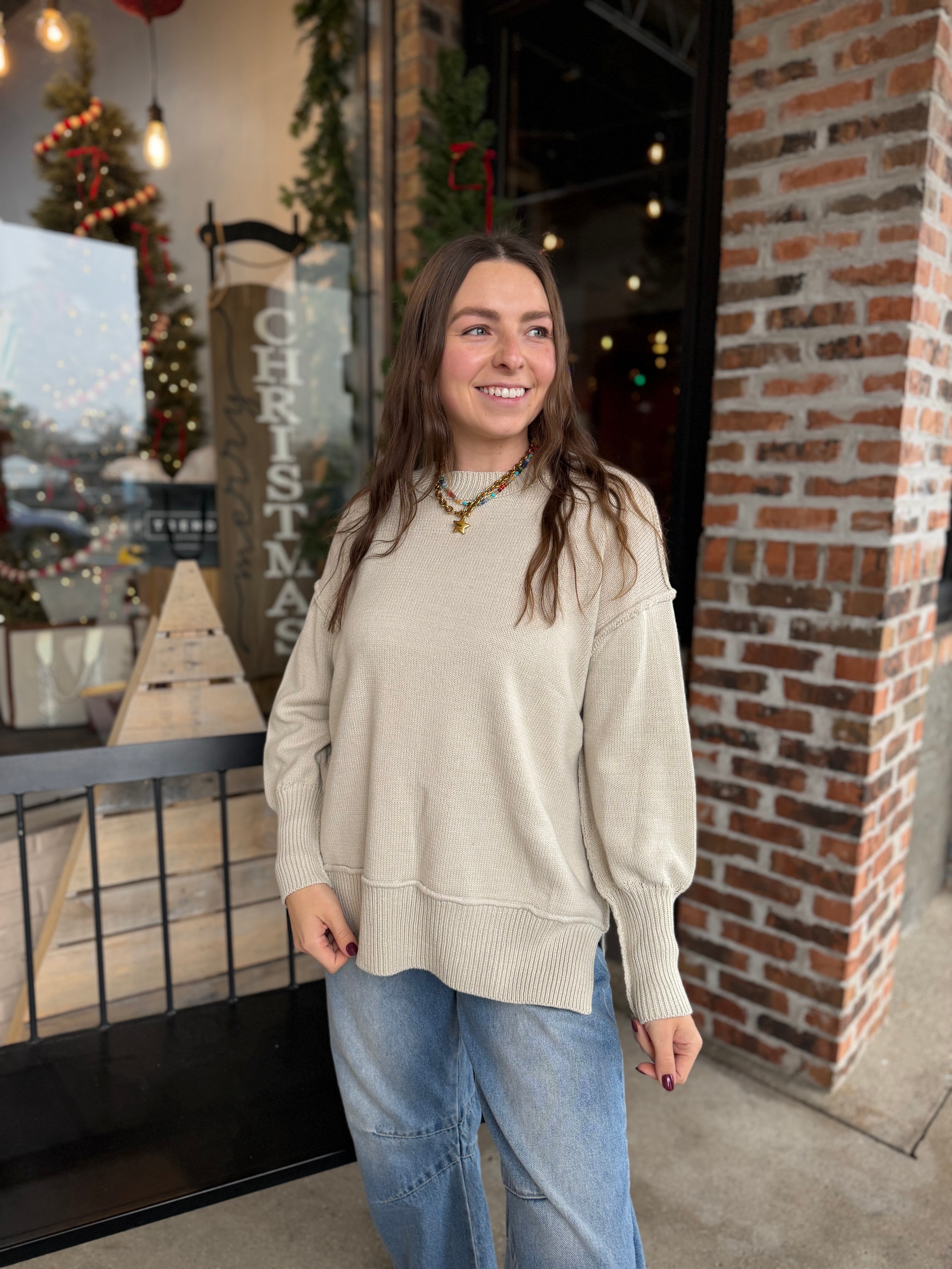 Pearl Exposed Seam Sweater