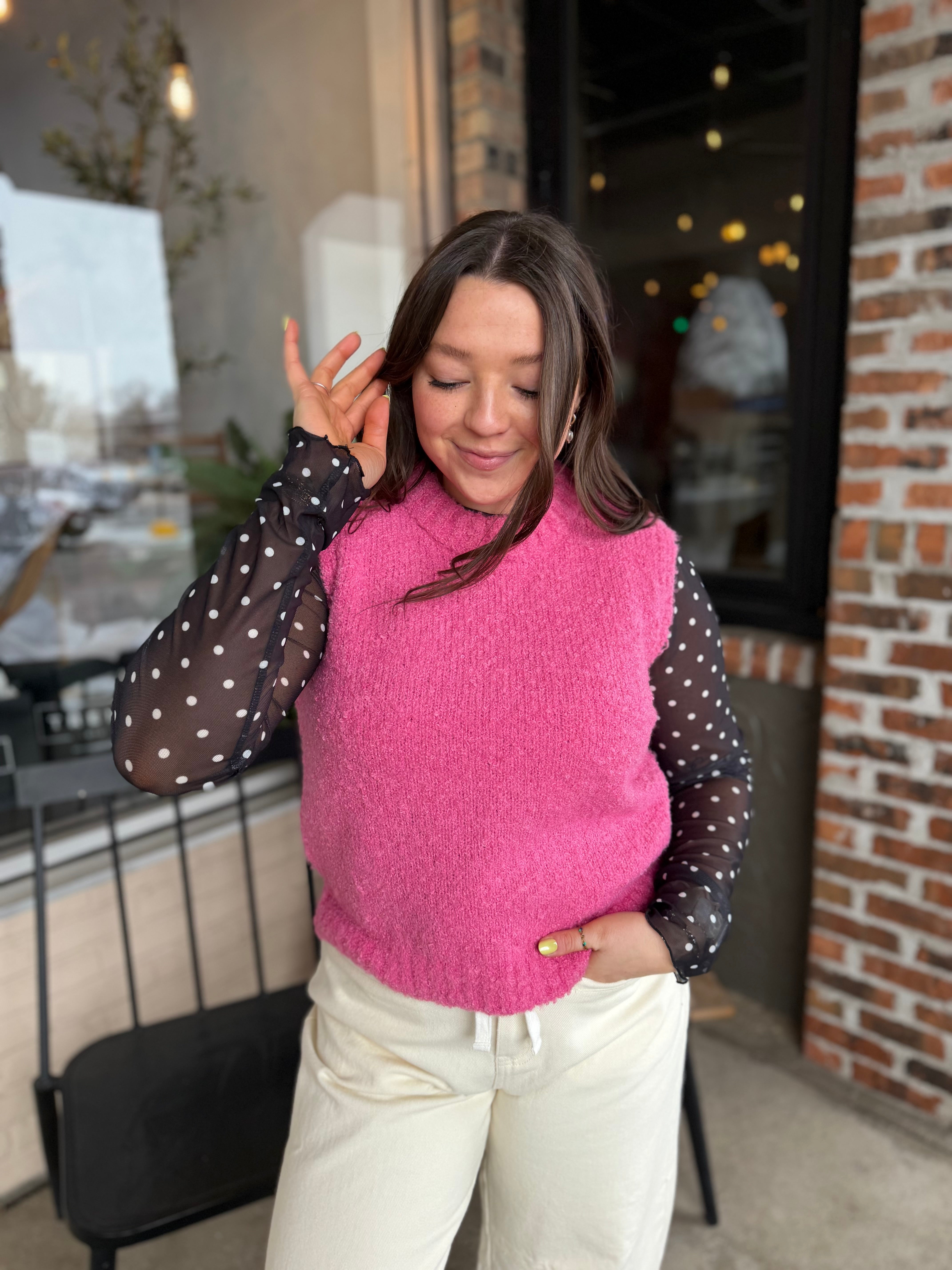 Pink Sleeveless Sweater