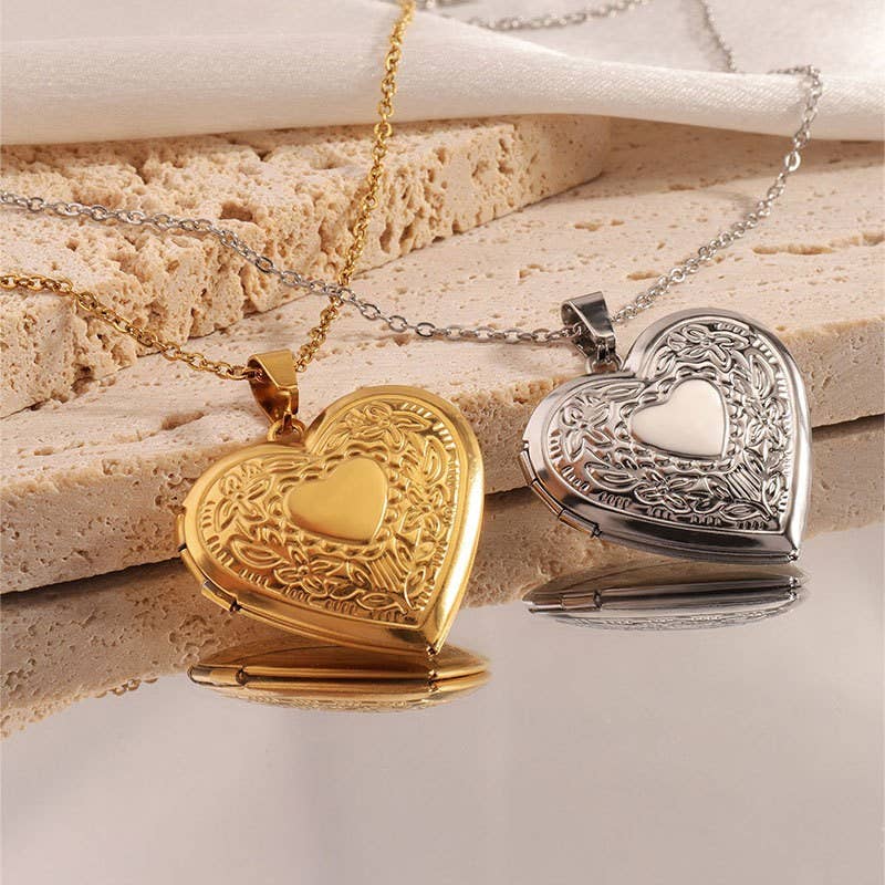 Gold Heart Locket Necklace