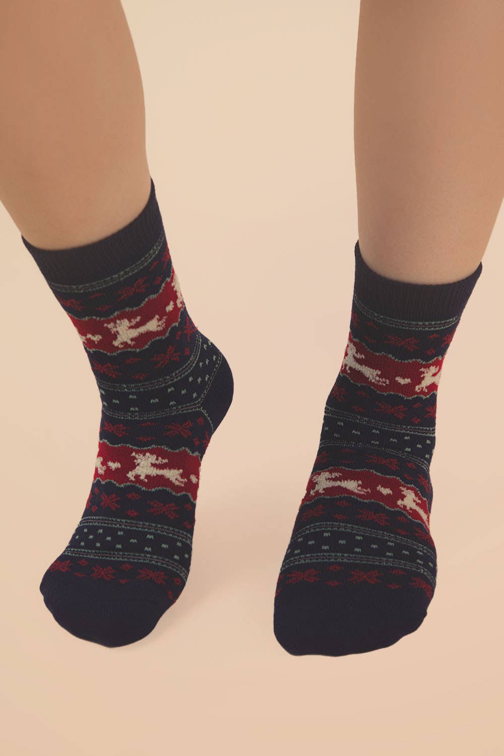 Navy Christmas Crew Socks