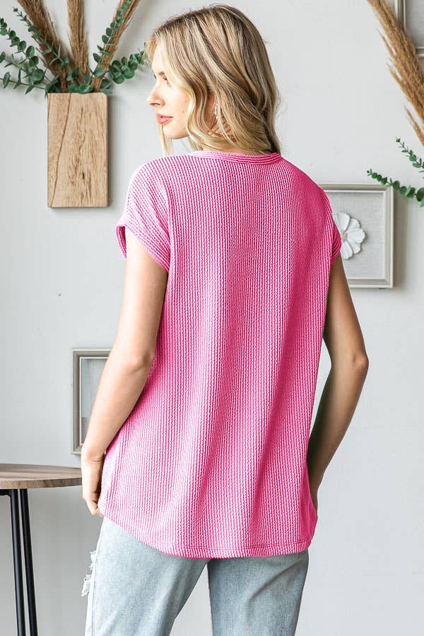 Green Ribbed Knit Top