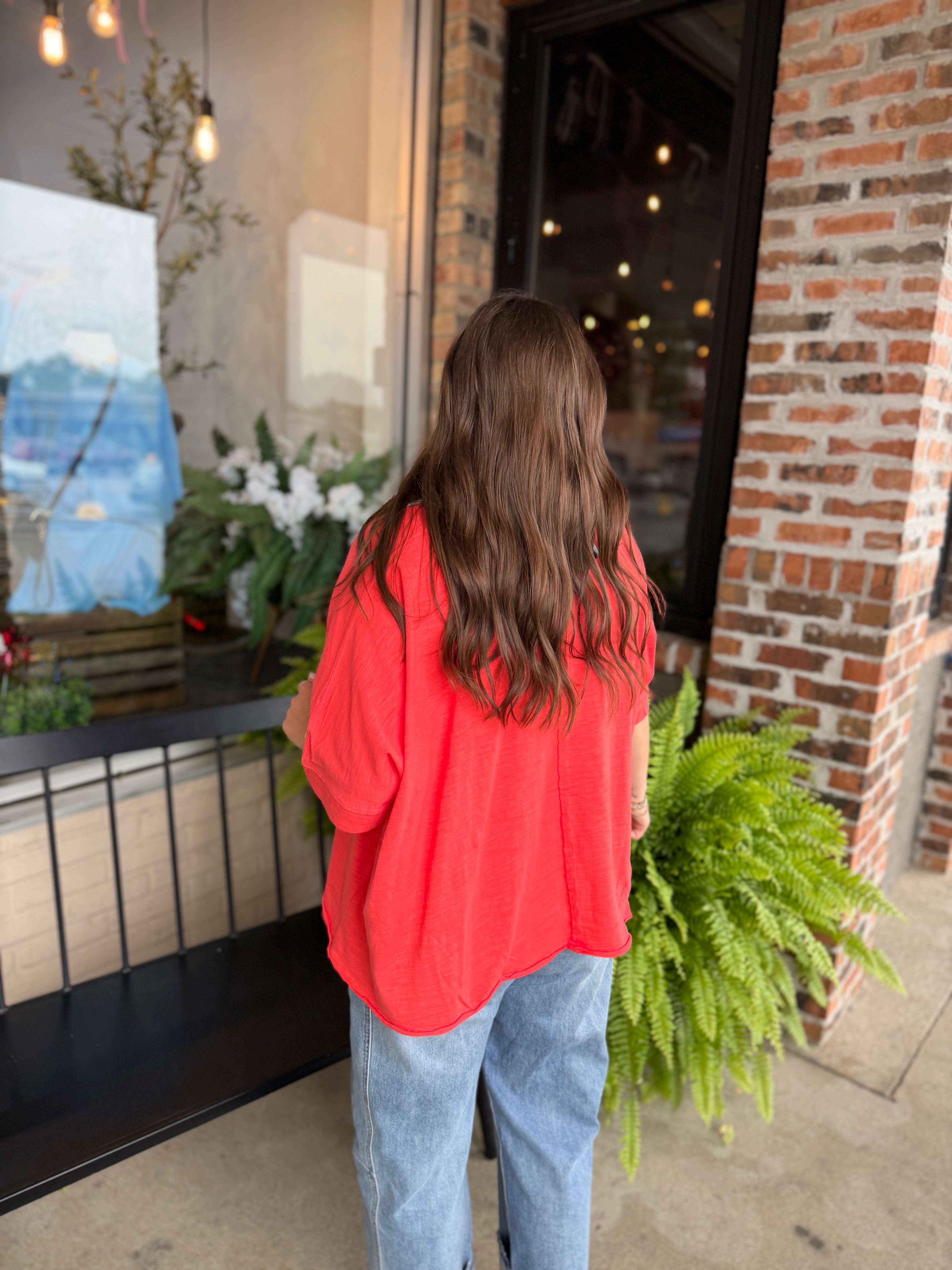 Red Mineral Wash Knit T-Shirt