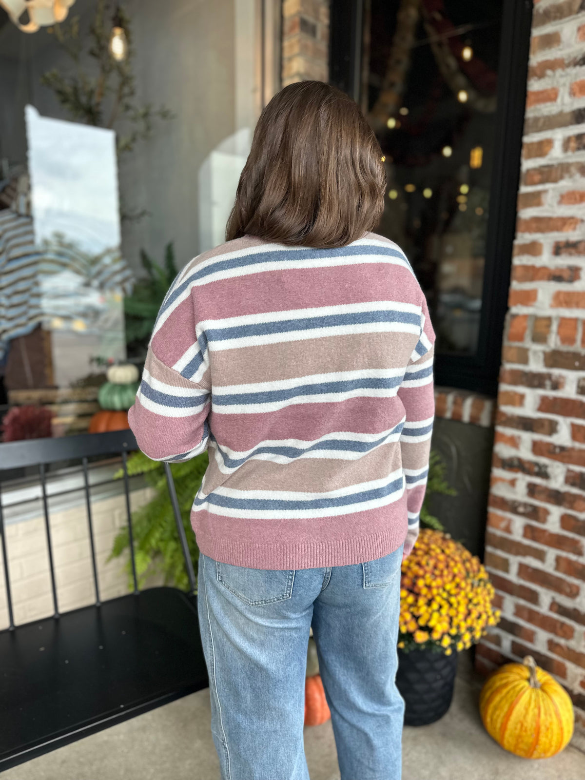 Mauve Multi Stripe Cardigan - FINAL SALE