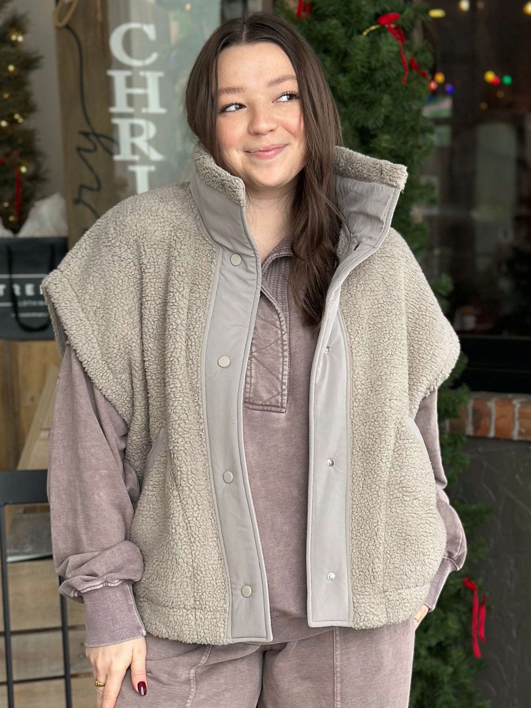 Taupe Micro Sherpa Vest