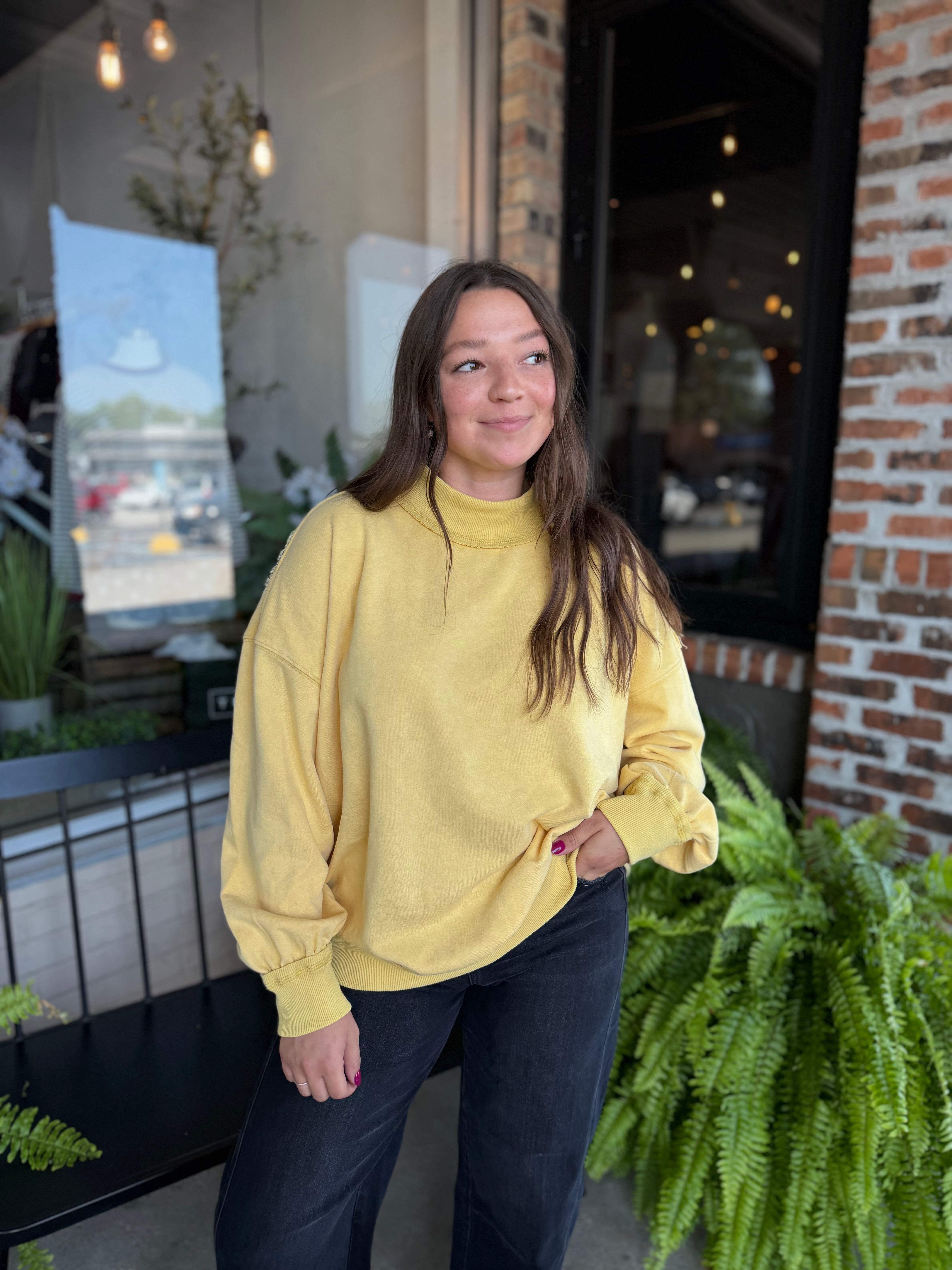 Golden Oversized Mock Neck Sweatshirt